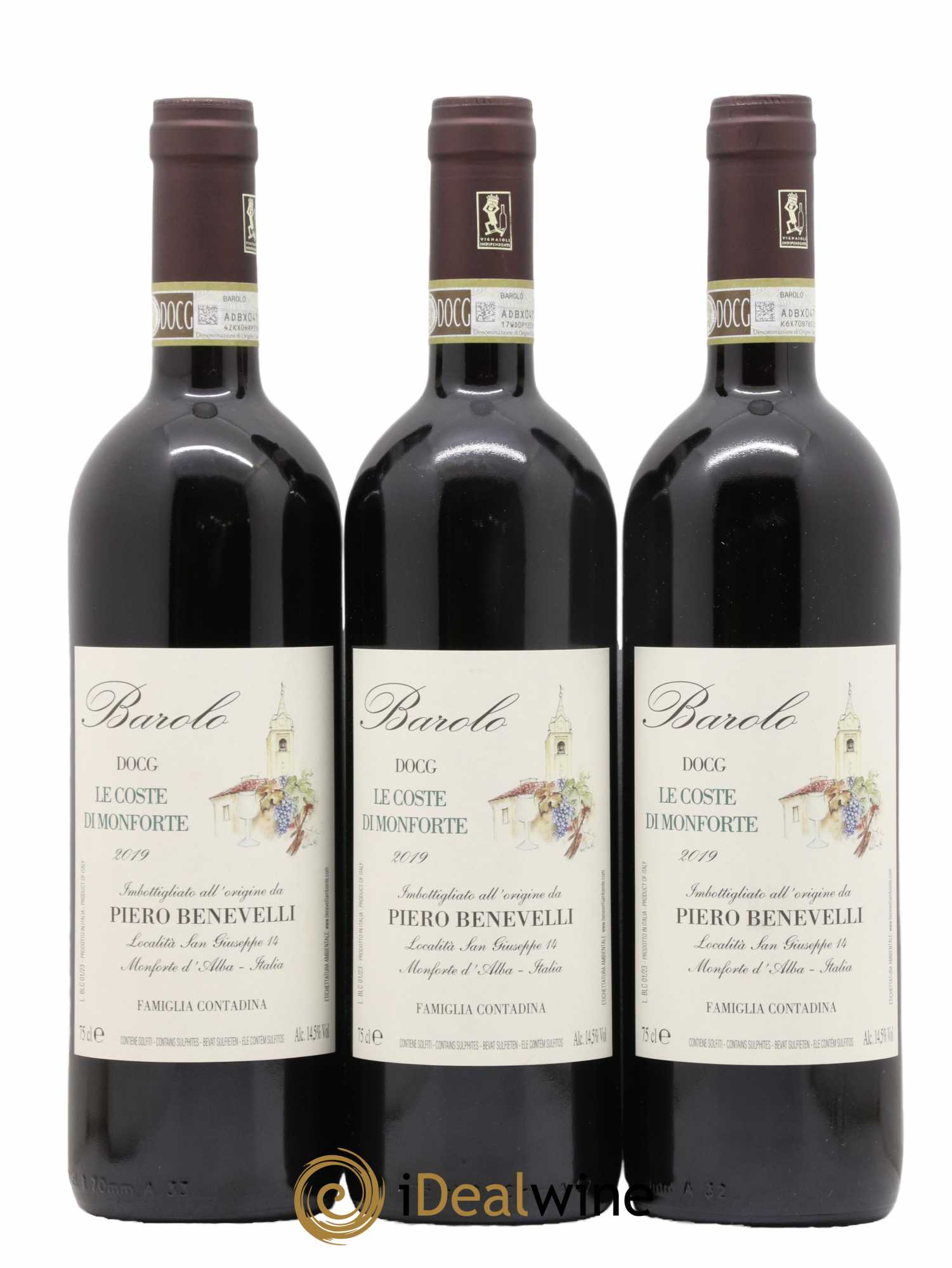Barolo Le coste di Monforte Benevelli 2019 - Lot de 3 bouteilles - 0