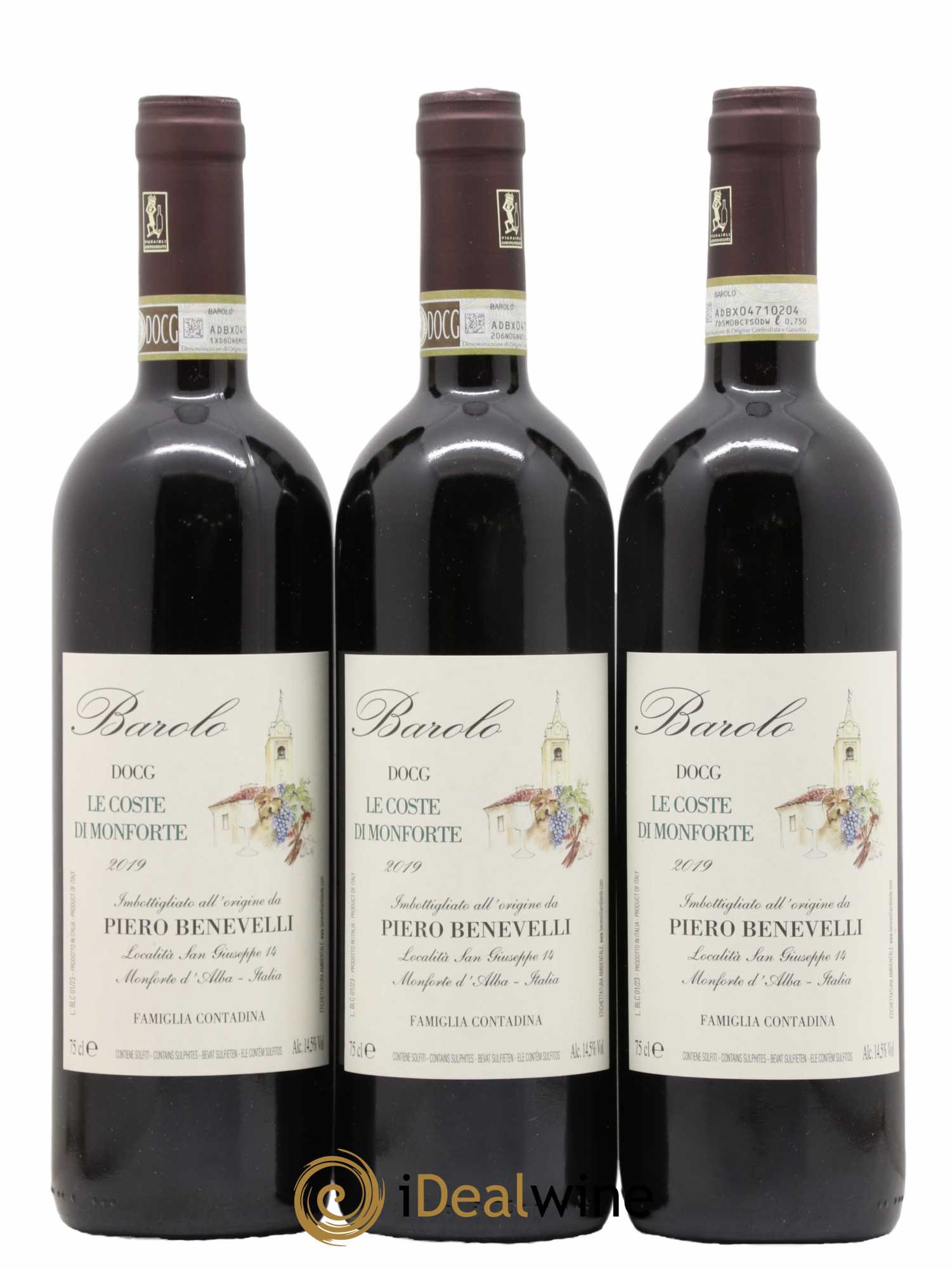 Barolo DOCG Le coste di Monforte Benevelli 2019 - Lot of 3 bottles - 0
