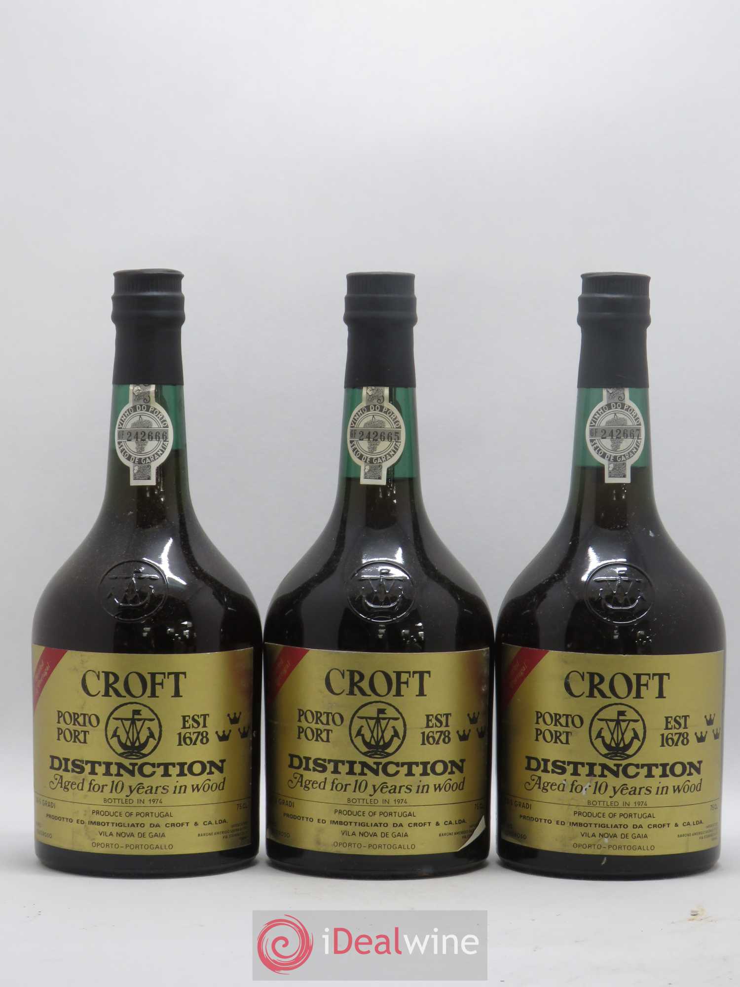 Porto Croft Porto Distinction Aged 10 years in wood (sans prix de réserve) 1974 - Posten von 3 Flaschen - 0