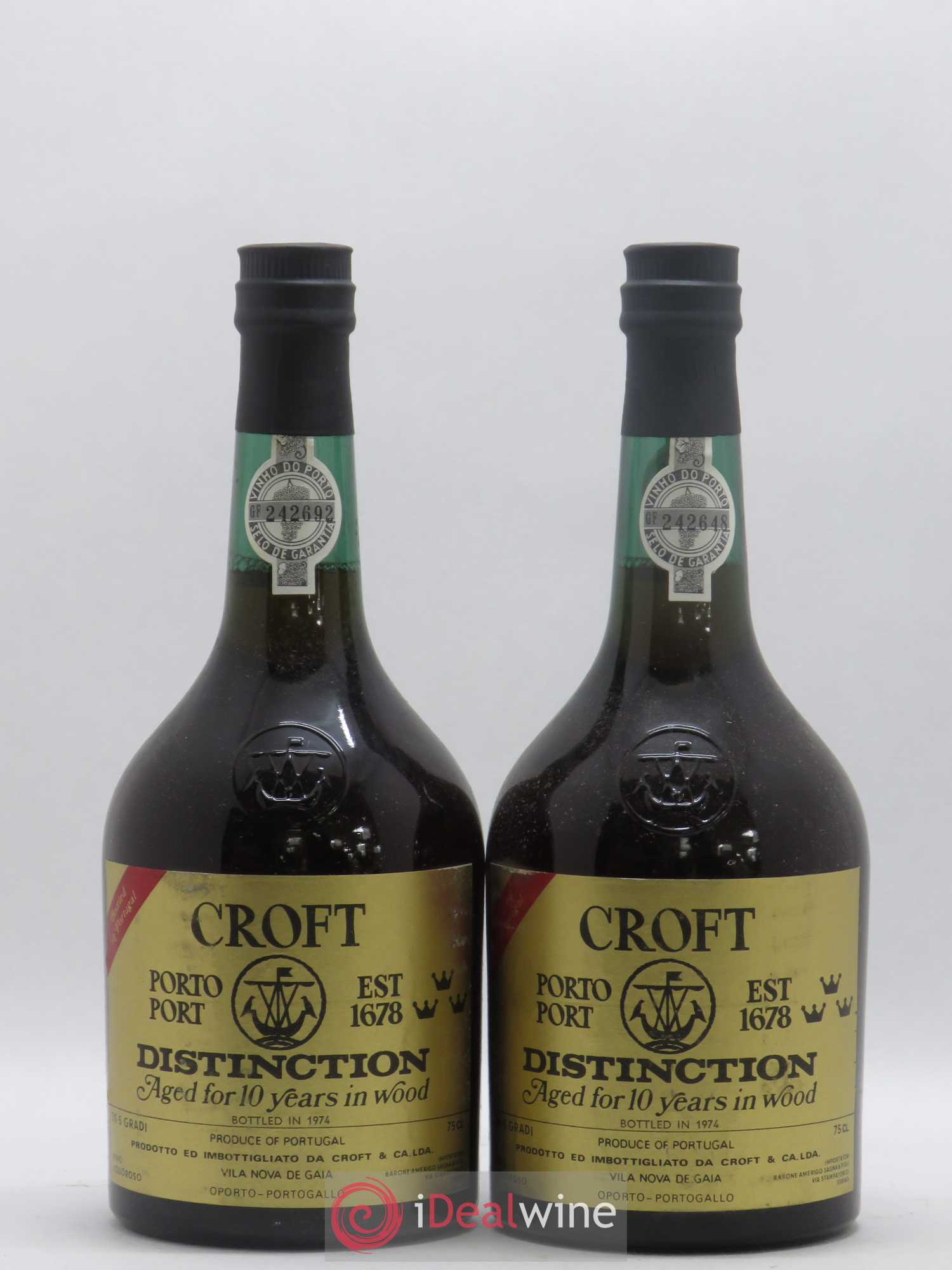 Porto Croft Porto Distinction Aged 10 years in wood (sans prix de réserve) 1974 - Posten von 2 Flaschen - 0