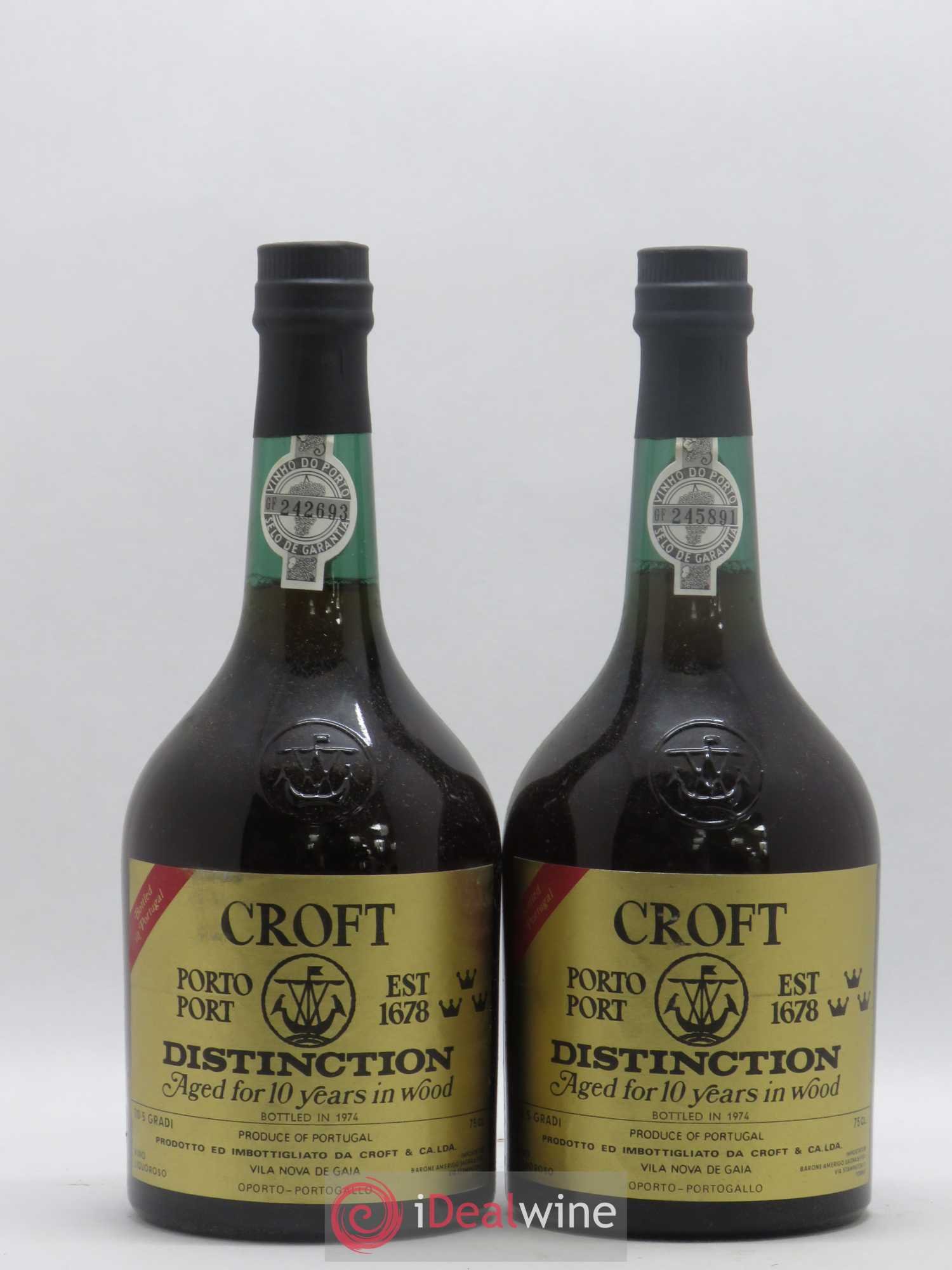 Porto Croft Porto Distinction Aged 10 years in wood(sans prix de réserve) 1974 - Posten von 2 Flaschen - 0