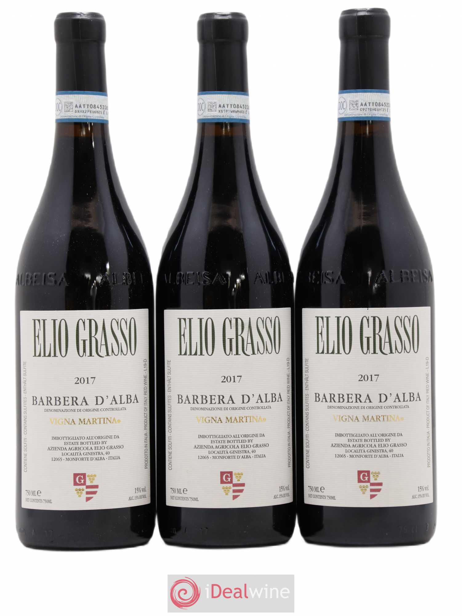 Barbera d'Alba DOC Vigna Martina Elio Grasso 2017 - Lot de 3 bouteilles - 0