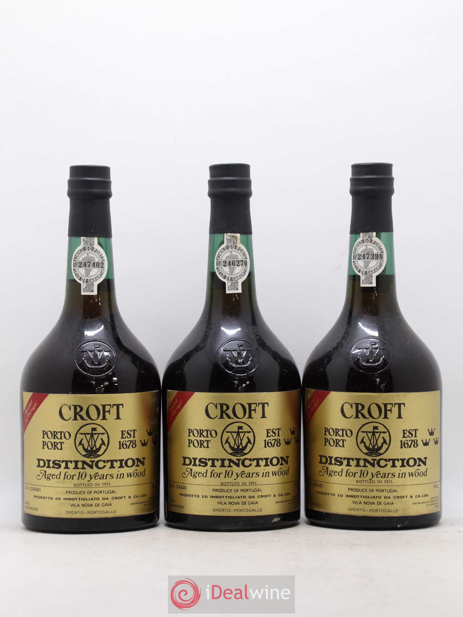 Porto Croft The Fladgate Partnership 10 anni Import Barone Amerigo Sagna et Figli 1974 - Posten von 6 Flaschen - 1