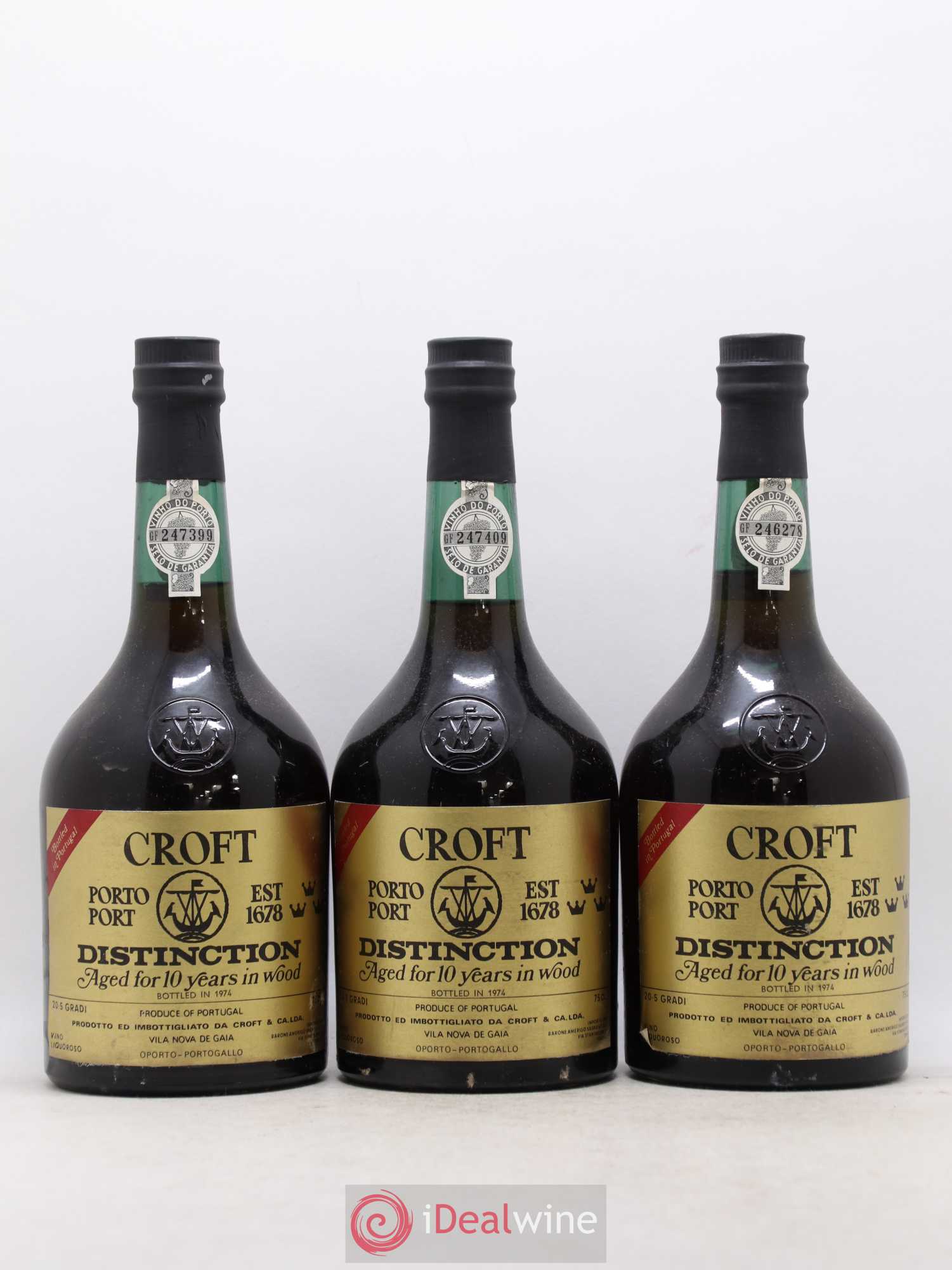 Porto Croft The Fladgate Partnership 10 anni Import Barone Amerigo Sagna et Figli 1974 - Posten von 6 Flaschen - 2