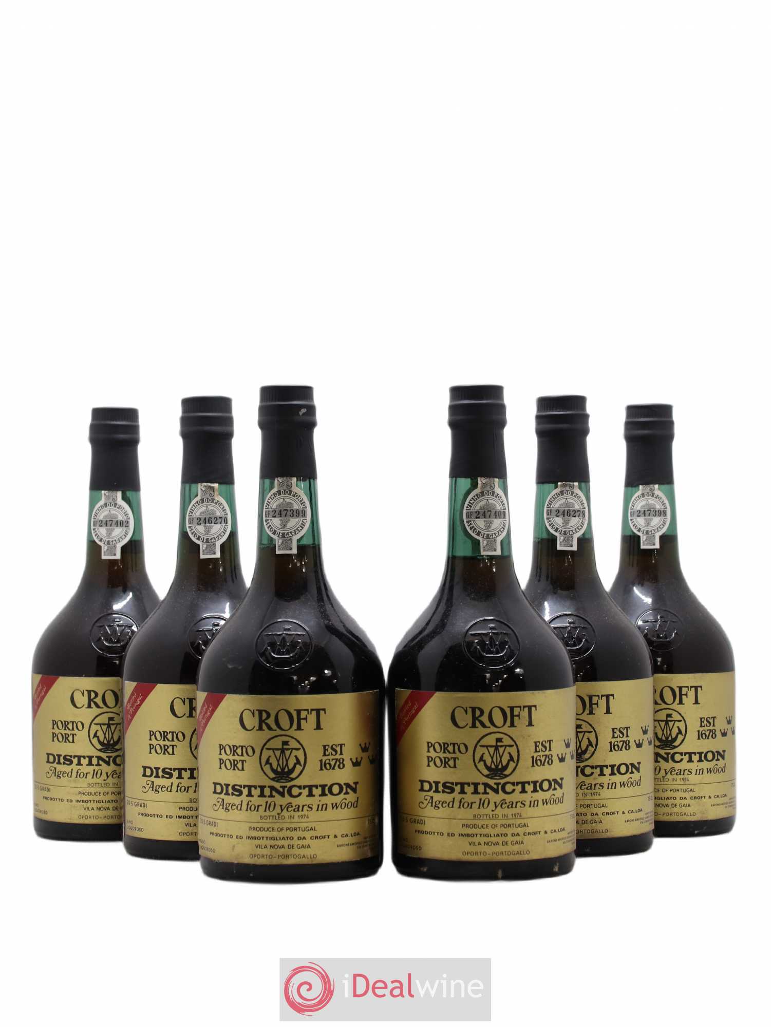 Porto Croft The Fladgate Partnership 10 anni Import Barone Amerigo Sagna et Figli 1974 - Posten von 6 Flaschen - 0