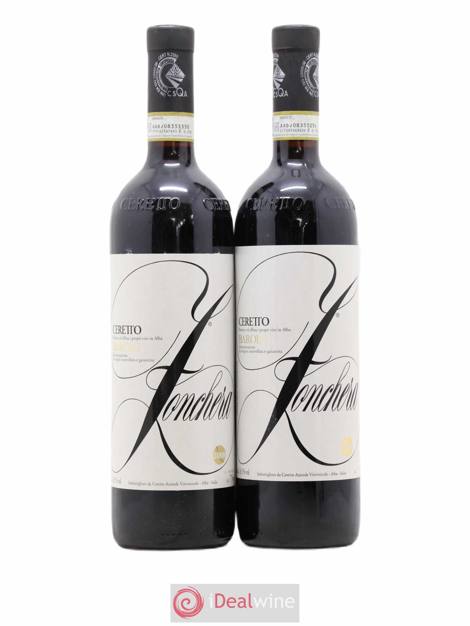 Barolo Zonchera Ceretto (sans prix de réserve) 2008 - Posten von 2 Flaschen - 0