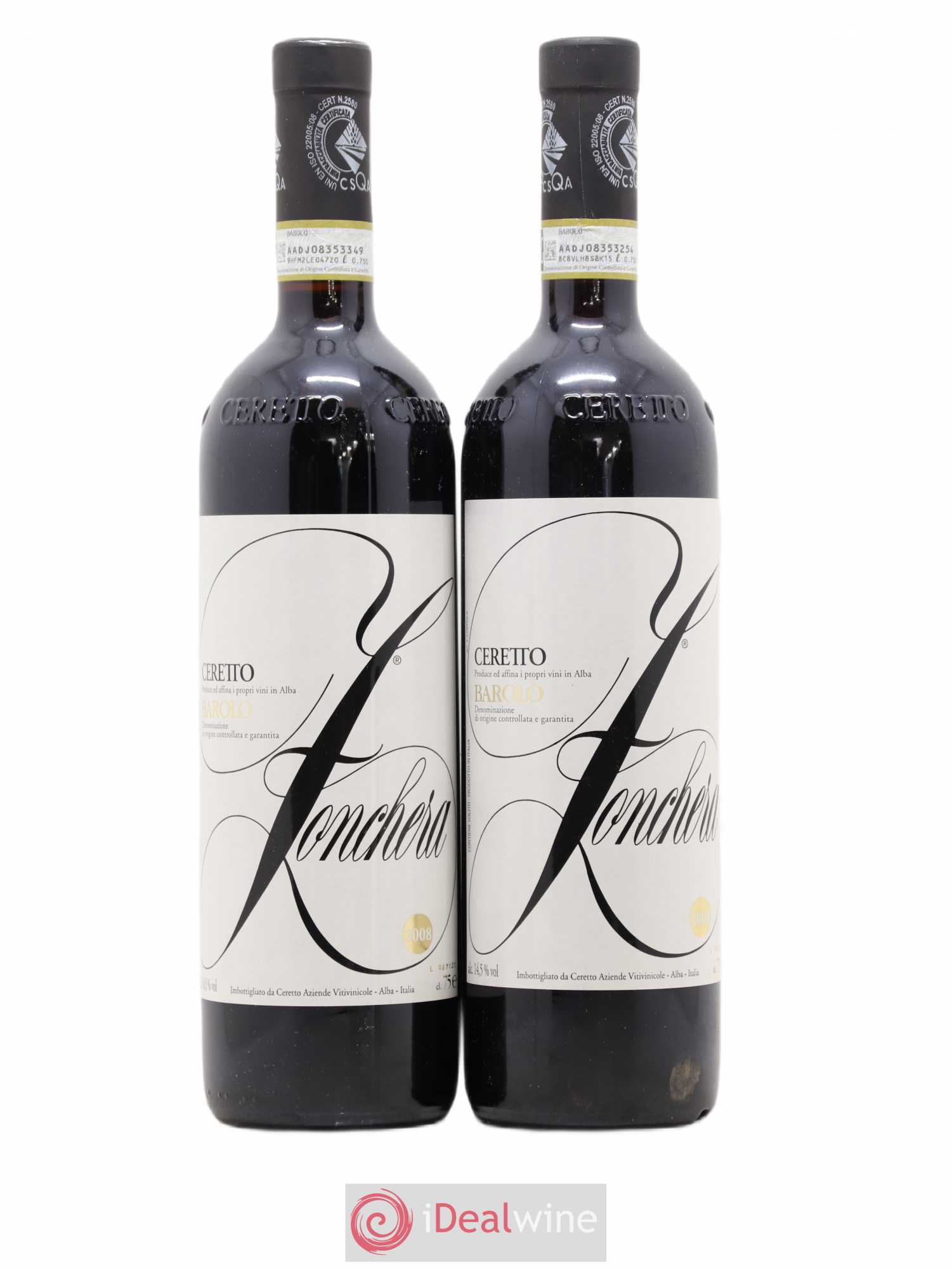 Barolo Zonchera Ceretto (sans prix de réserve) 2008 - Posten von 2 Flaschen - 0