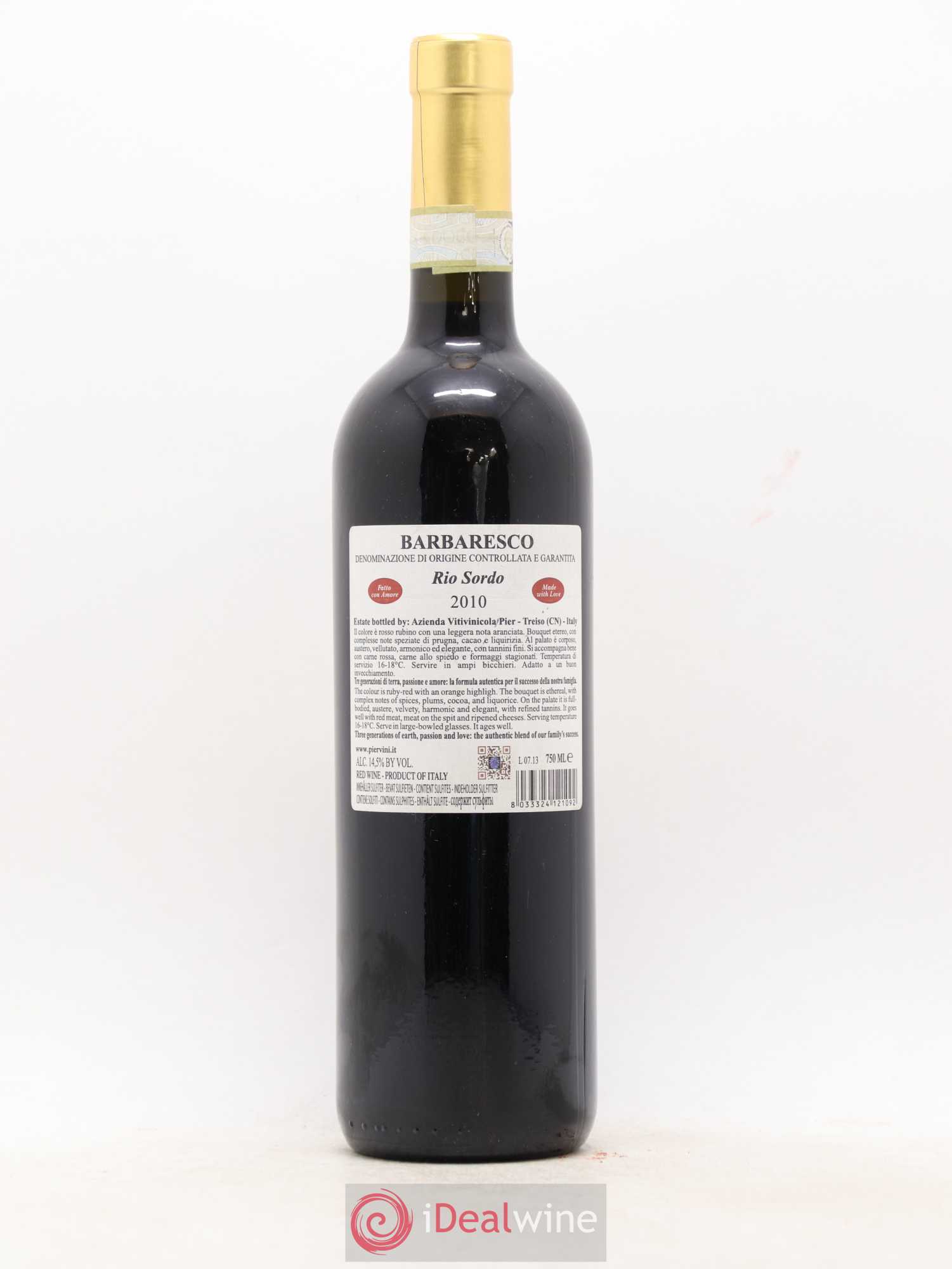 Barbaresco DOCG Riosordo Pier 2010 - Lot de 1 bouteille - 1