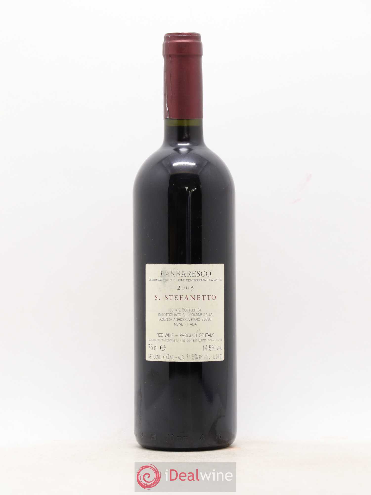 Barbaresco DOCG S.Stefanetto Piero Busso 2003 - Lot de 1 bouteille - 1