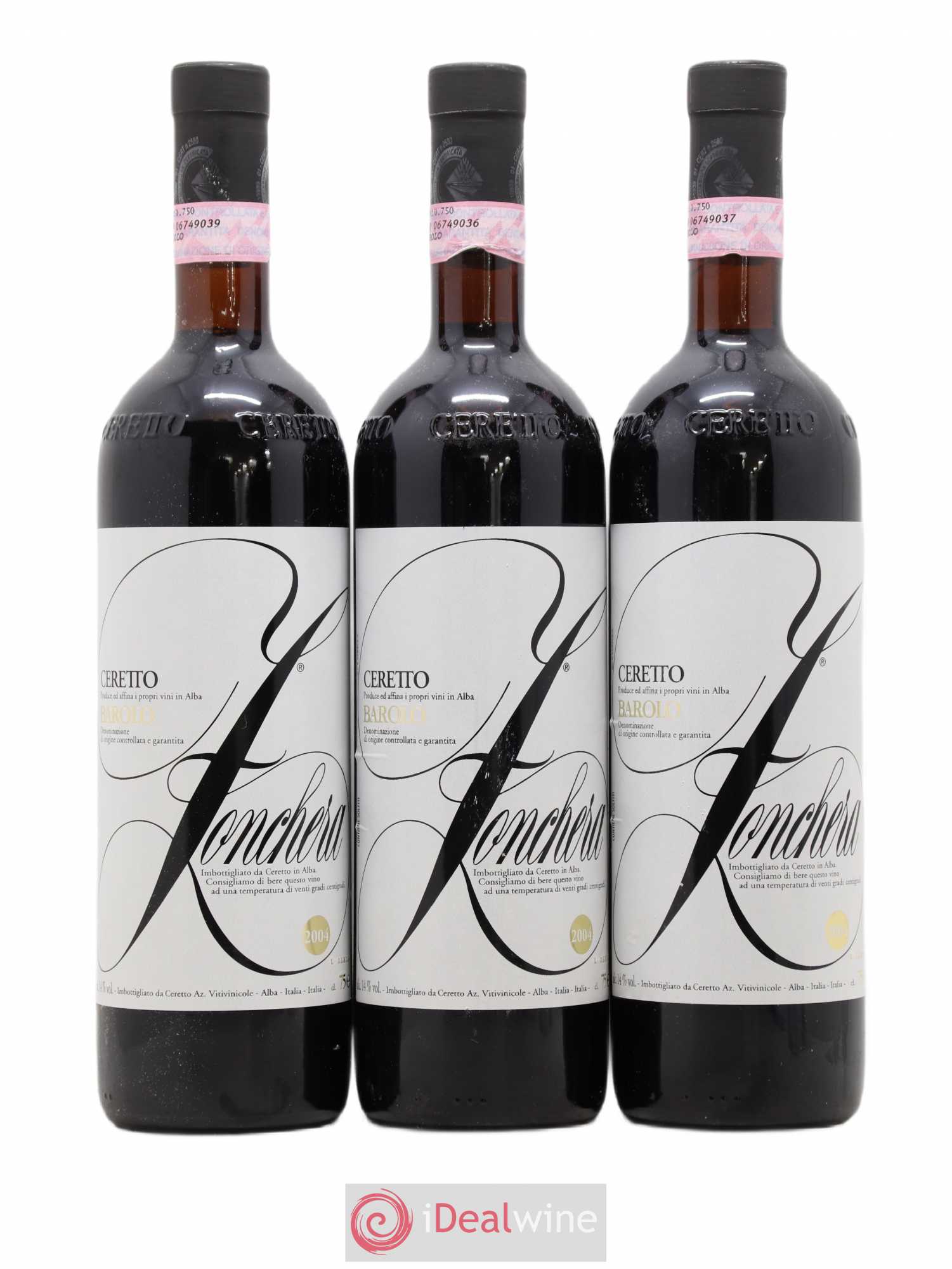 Barolo Zonchera Ceretto 2004 - Lot de 3 bouteilles - 0