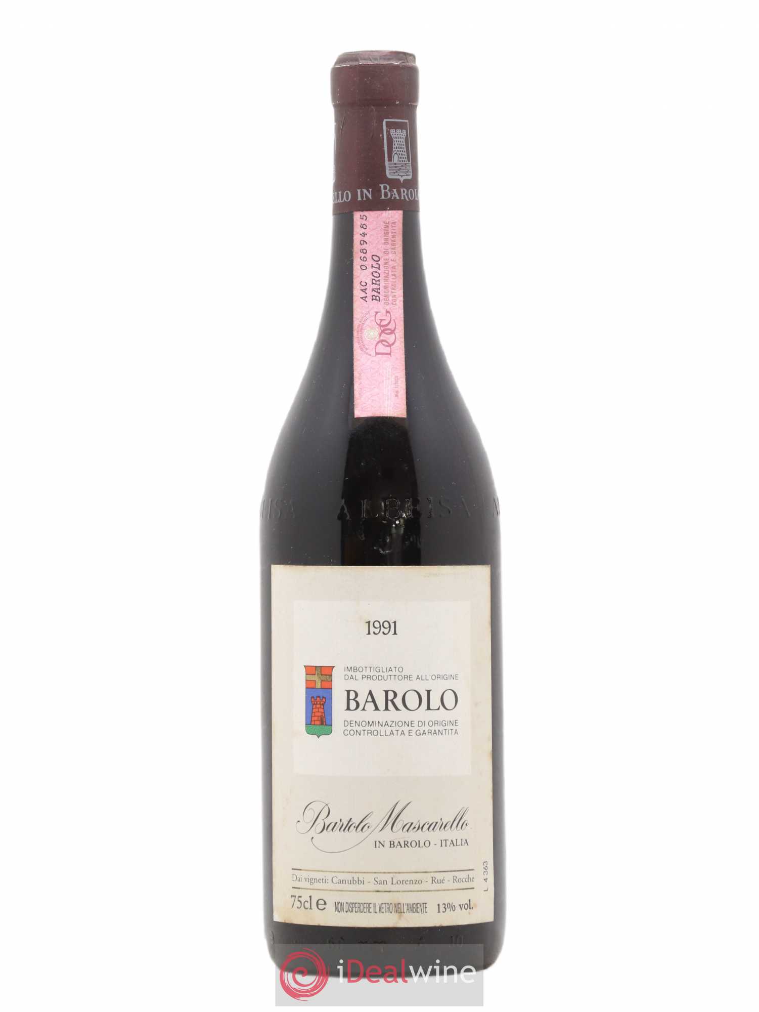 Barolo DOCG Bartolo Mascarello 1991 - Lot de 1 bouteille - 0