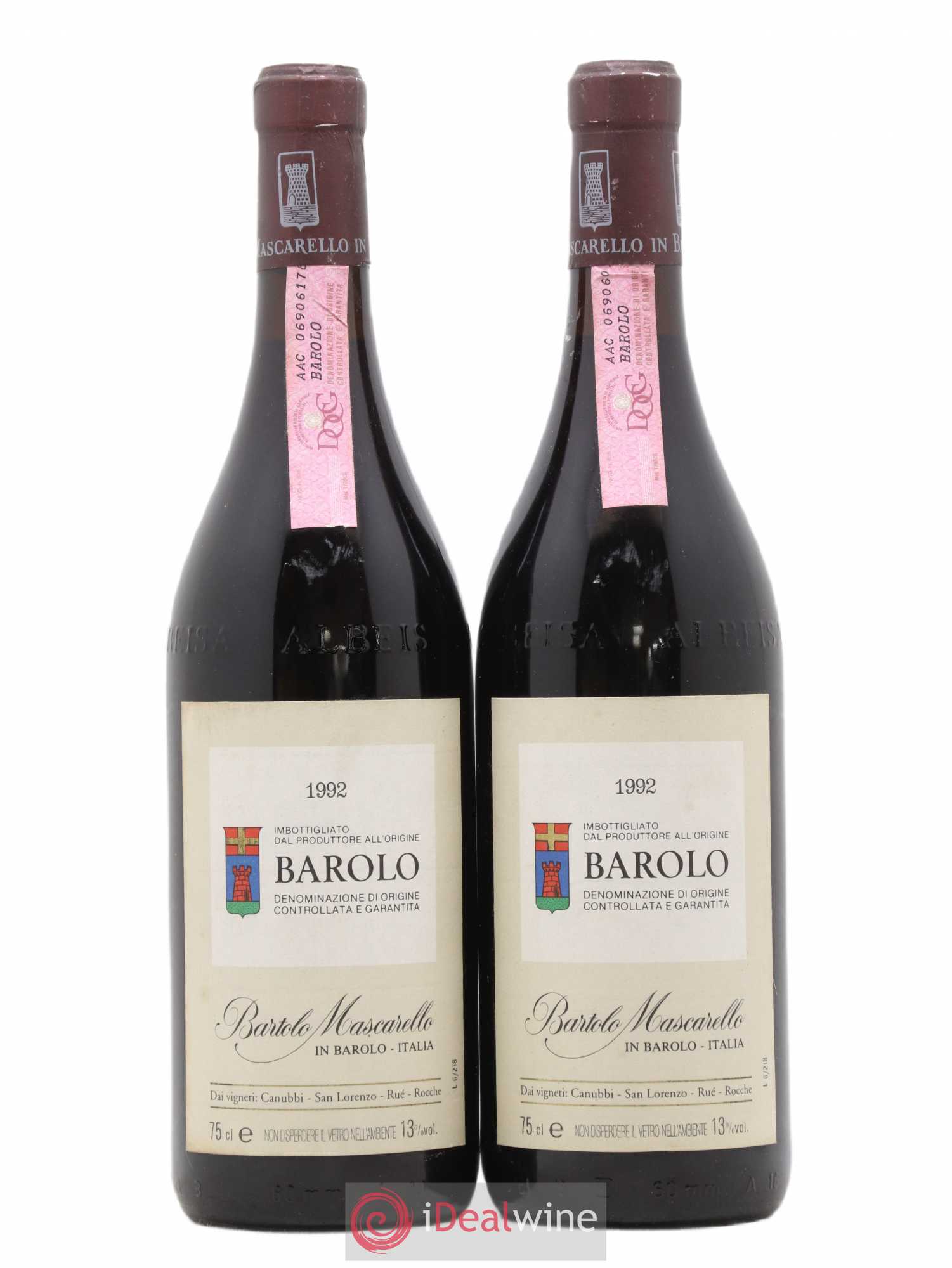 Barolo DOCG Bartolo Mascarello 1992 - Lot de 2 bouteilles - 0