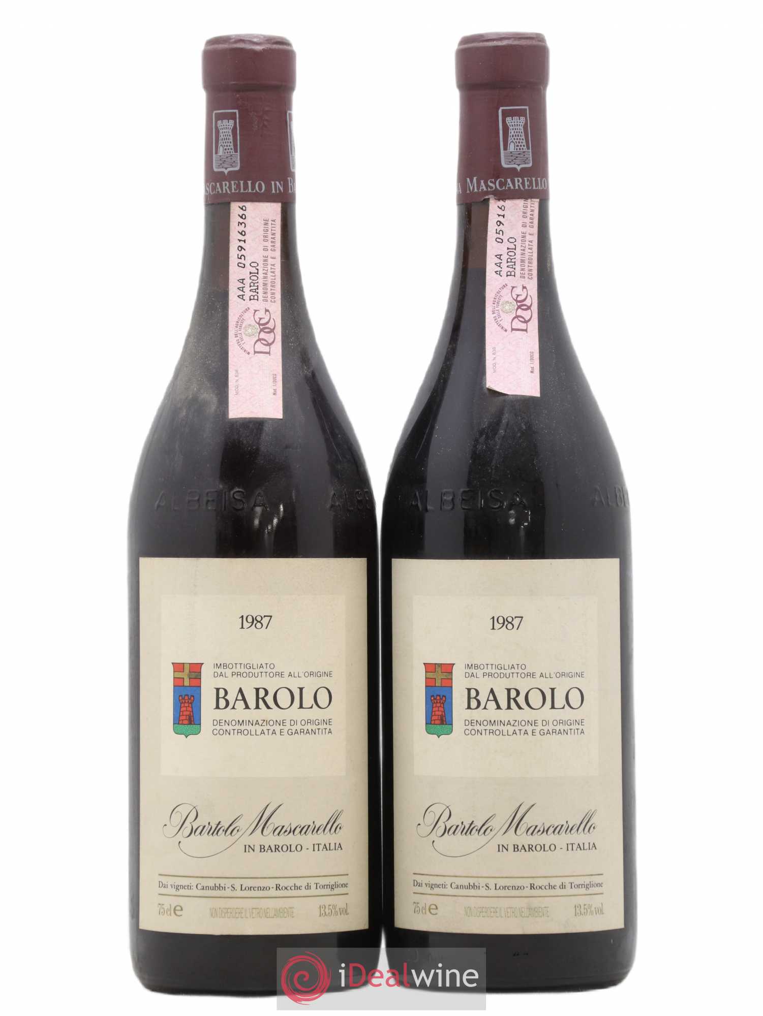Barolo DOCG Bartolo Mascarello 1987 - Lot de 2 bouteilles - 0
