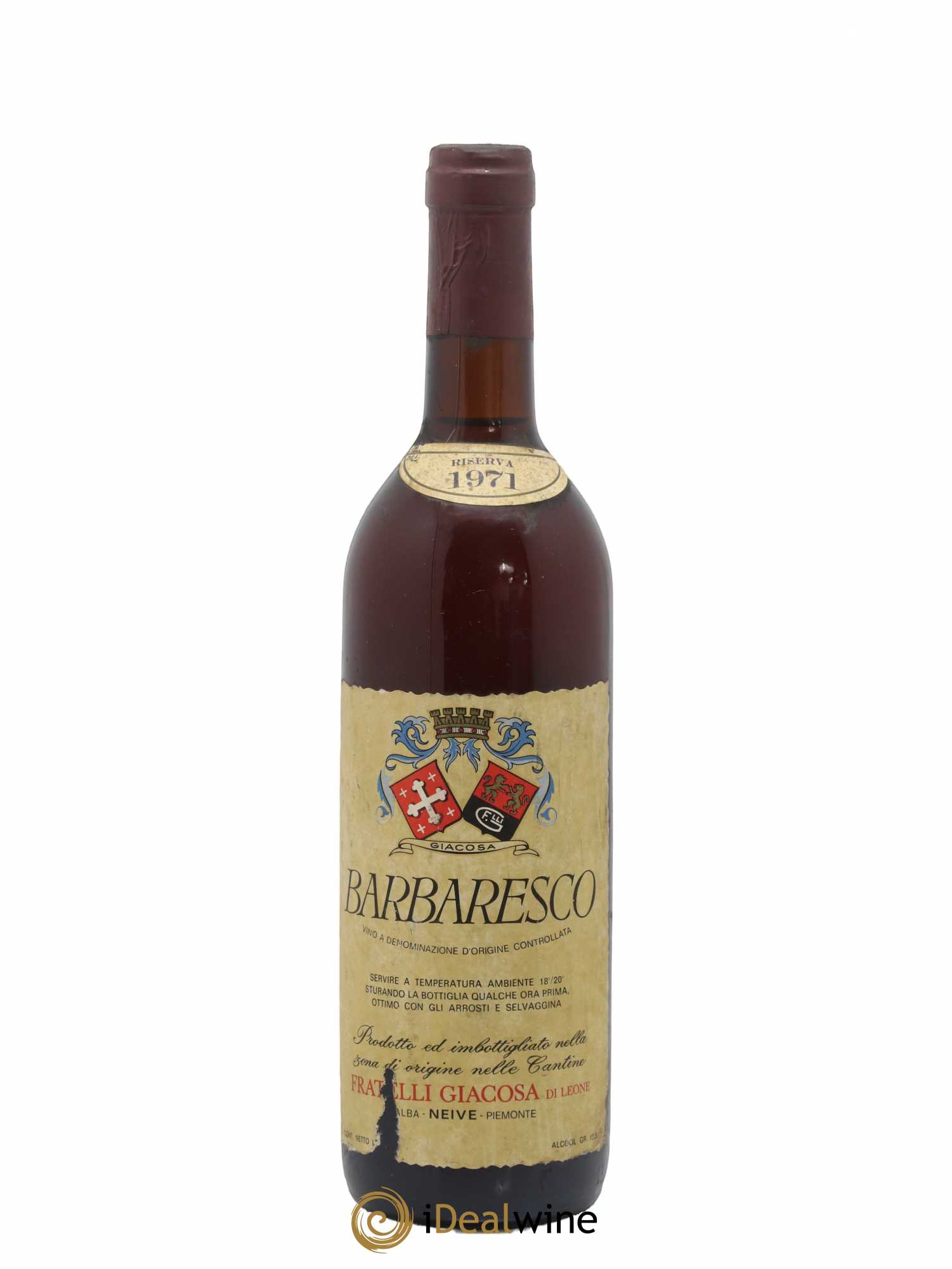 Barbaresco DOCG Riserva Fratelli Giacosa 1971 - Lot de 1 bouteille - 0