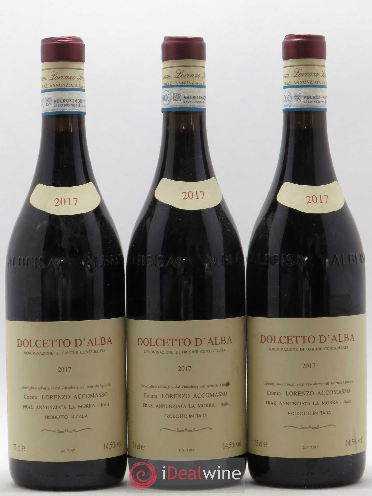 Dolcetto d'Alba DOC Lorenzo Accomasso 2017 - Lot de 3 bouteilles - 0