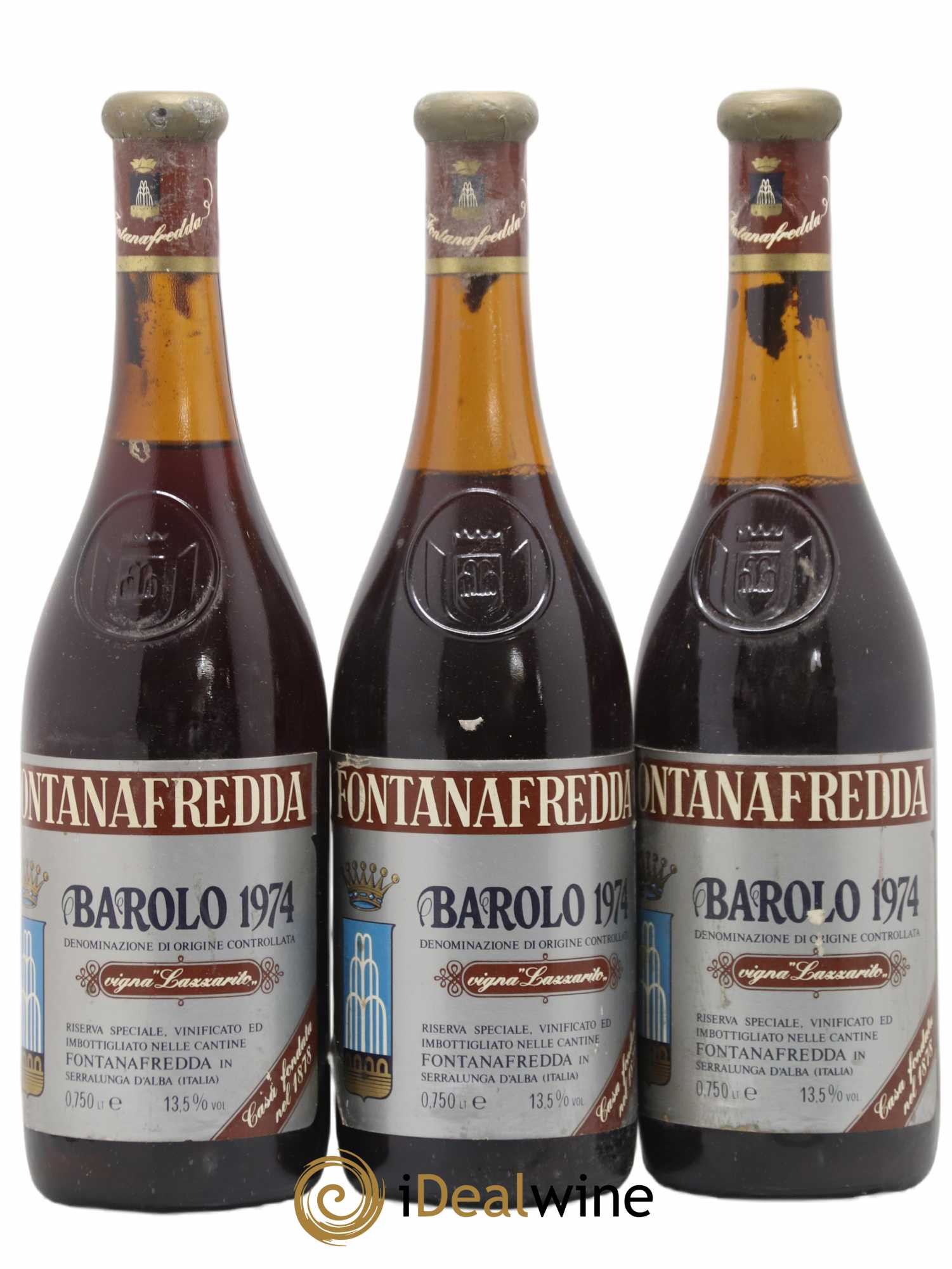 Barolo riserva speciale Vigna Lazzarito Fontanafredda (sans prix de réserve) 1974 - Posten von 3 Flaschen - 0