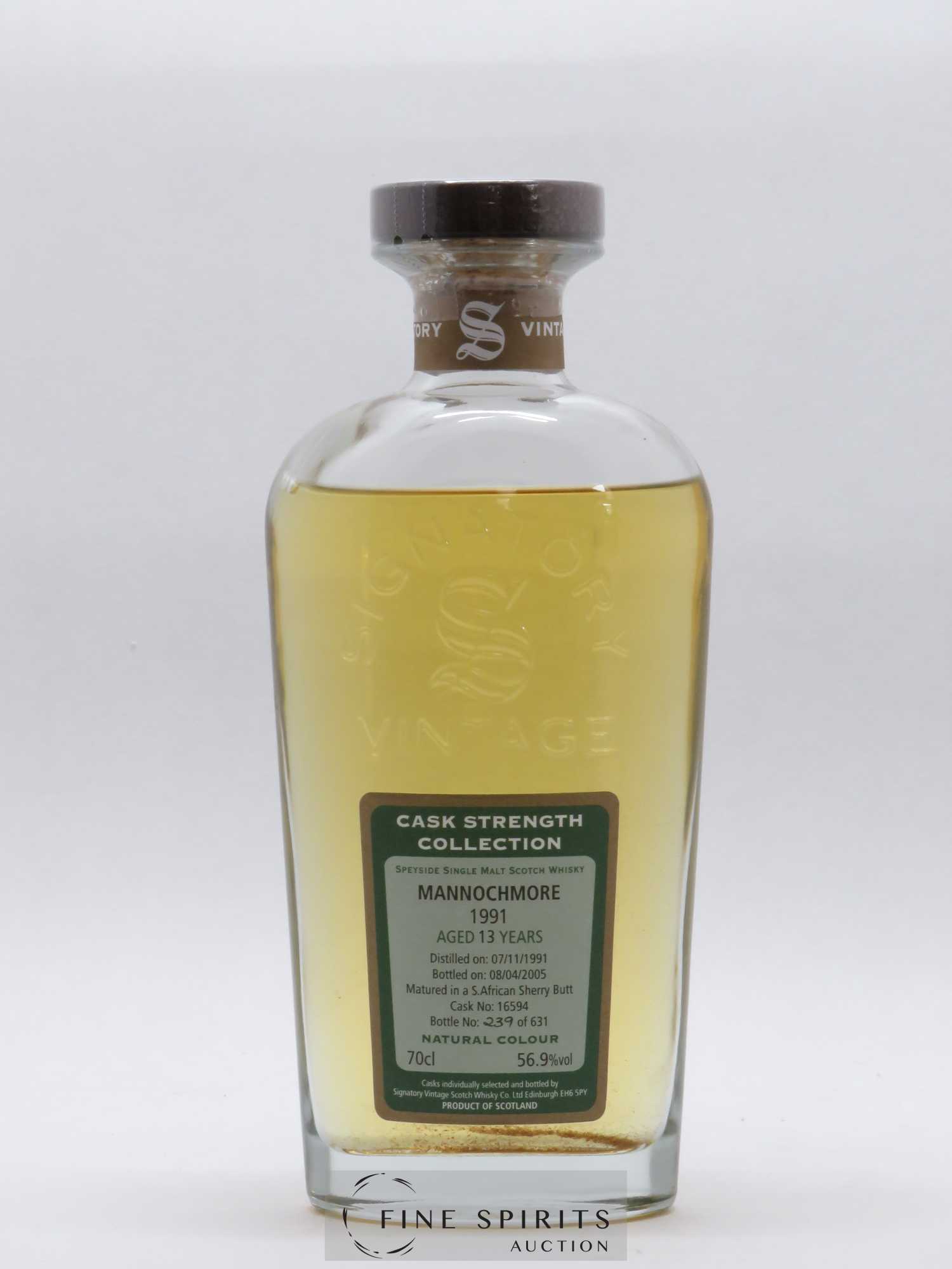 Mannochmore 13 years 1991 Signatory Vintage S. African Sherry Butt Cask n°16594 bottled in 2005 Cask Strengh Collection - Lot de 1 bouteille - 1