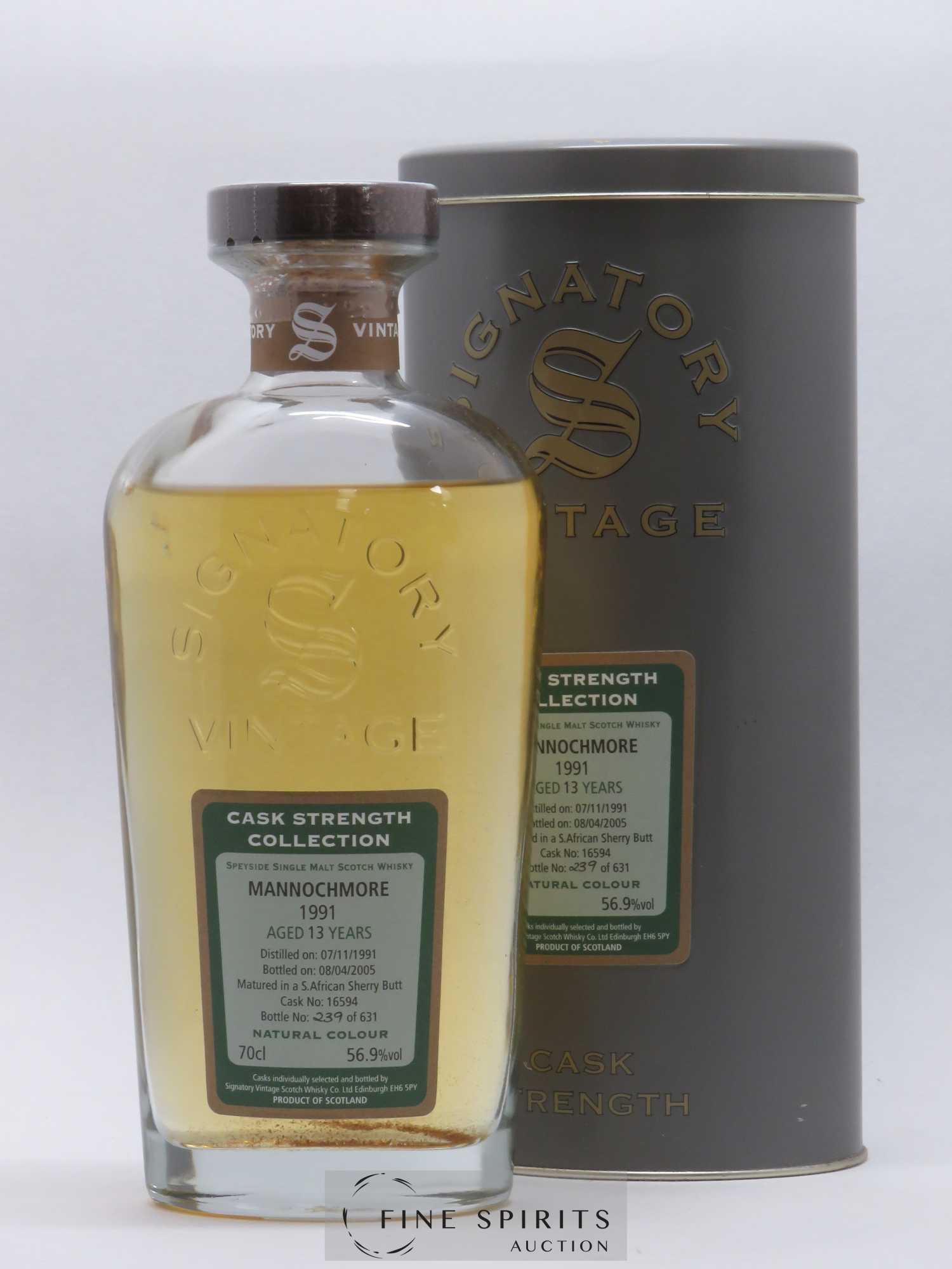 Mannochmore 13 years 1991 Signatory Vintage S. African Sherry Butt Cask n°16594 bottled in 2005 Cask Strengh Collection - Lot de 1 bouteille - 0