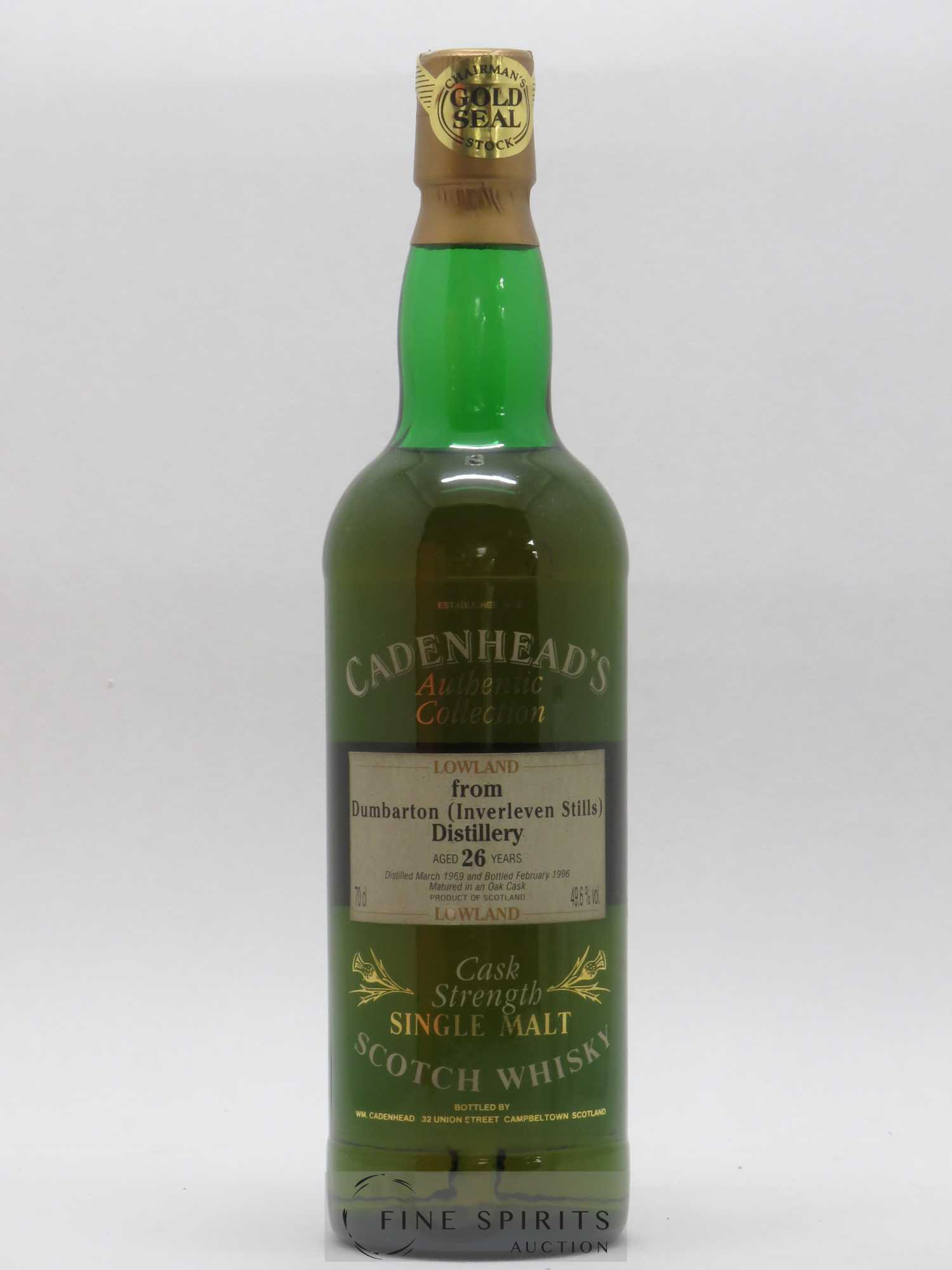 Dumbarton (Inverleven Stills) 26 years 1969 Cadenhead's Cask Strengh bottled February 1996 Authentic Collection - Lot de 1 bouteille - 1