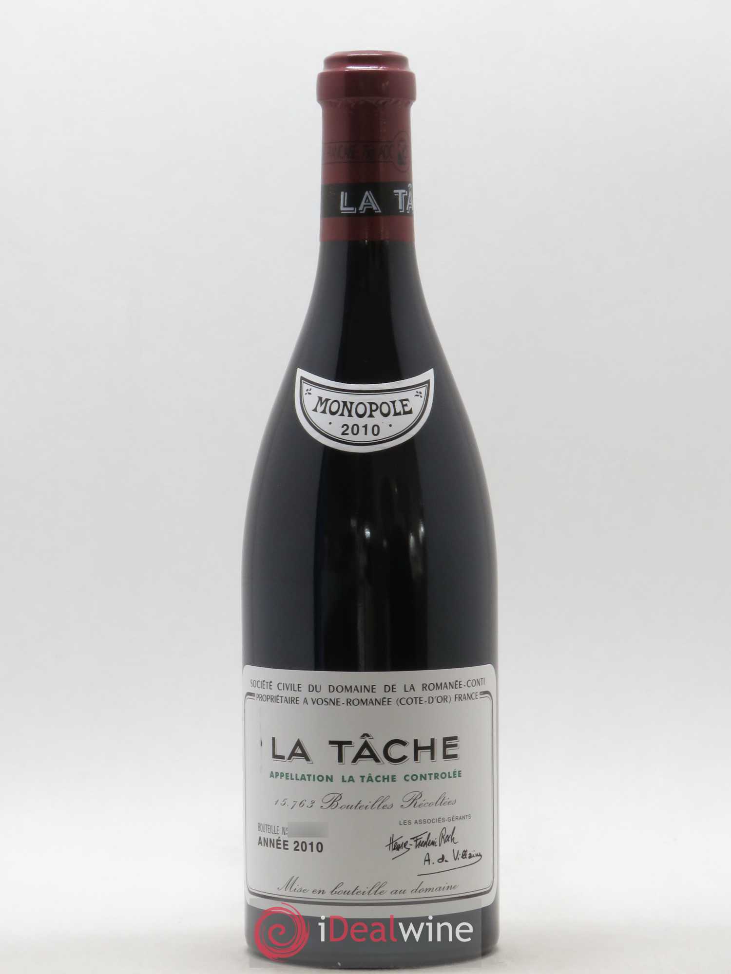 La Tâche Grand Cru Domaine de la Romanée-Conti 2010 - Lot de 1 bouteille - 0
