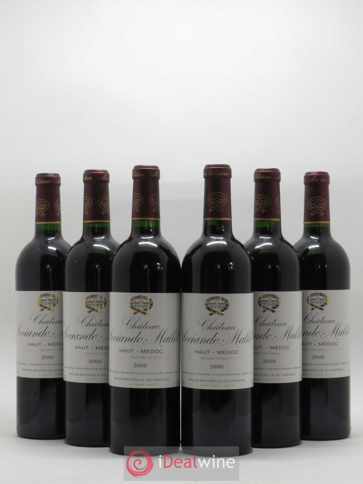 Château Sociando Mallet 2000 - Lot de 6 bouteilles - 0