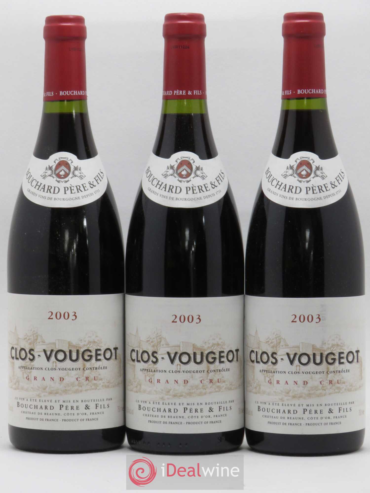 Clos de Vougeot Grand Cru Bouchard Père & Fils 2003 - Lot de 3 bouteilles - 0