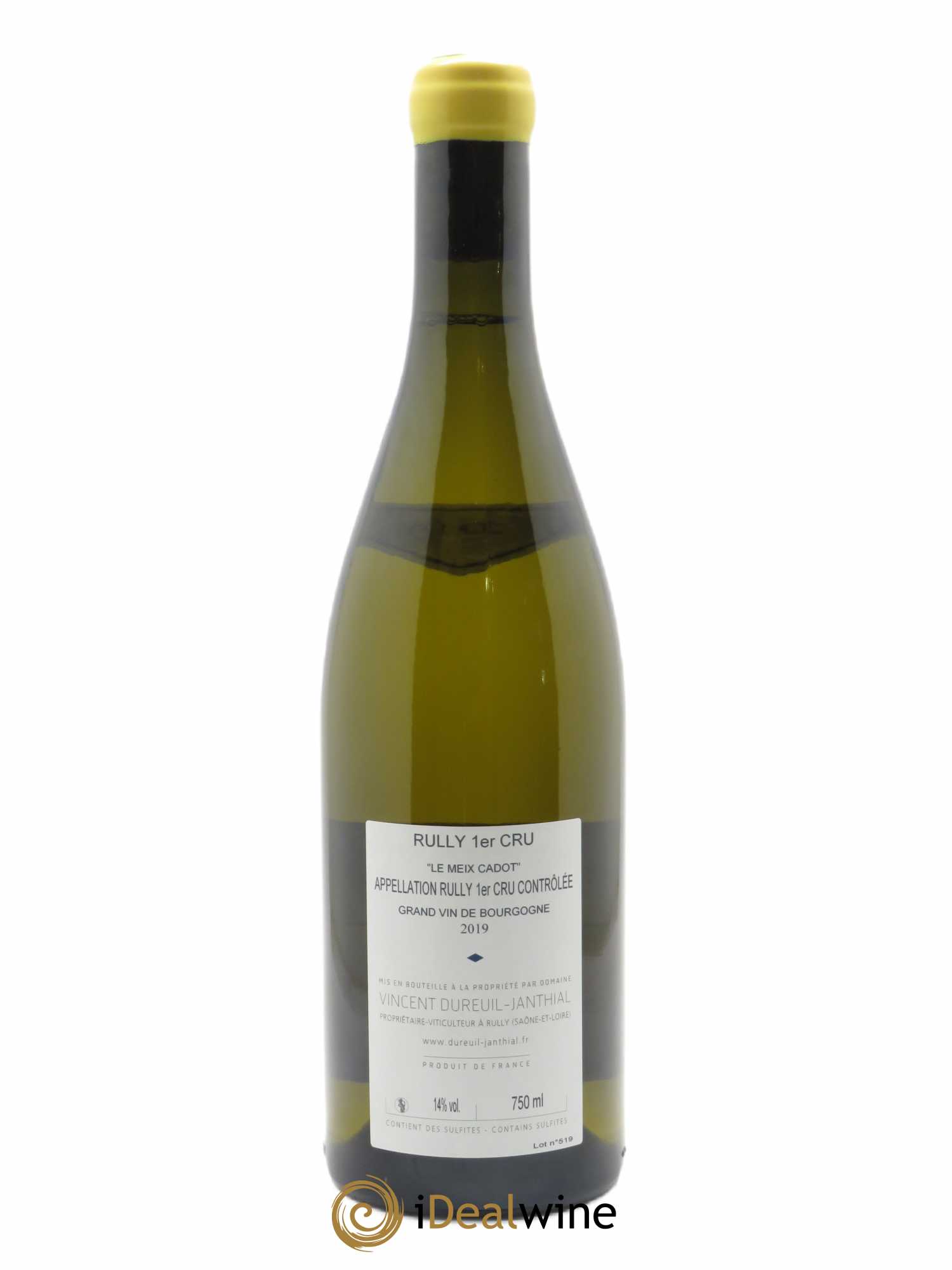 Rully 1er Cru Le Meix Cadot Vincent Dureuil-Janthial 2019 - Lot de 1 bouteille - 1
