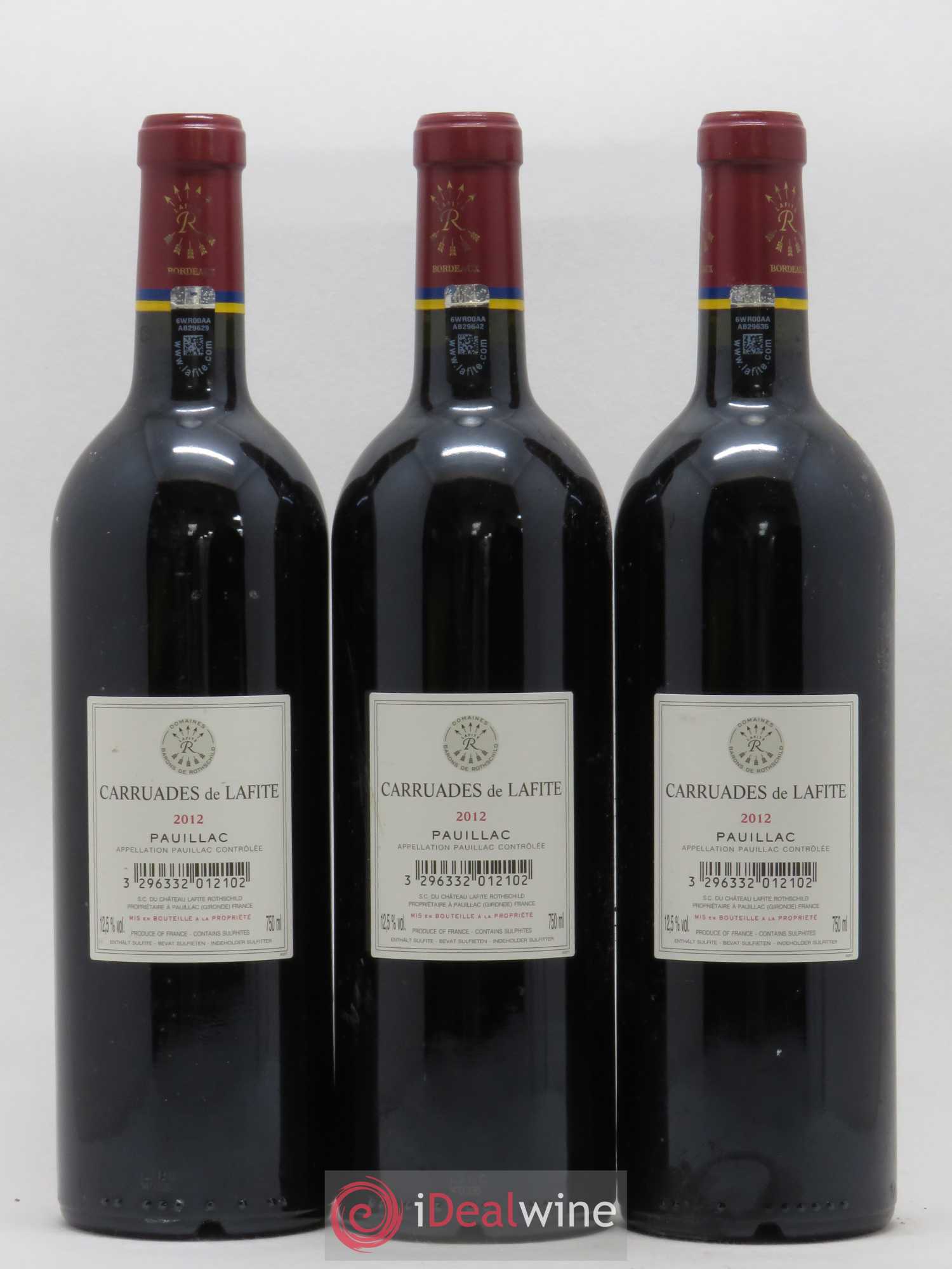 Carruades de Lafite Rothschild Second Vin 2012 - Lot de 3 bouteilles - 1
