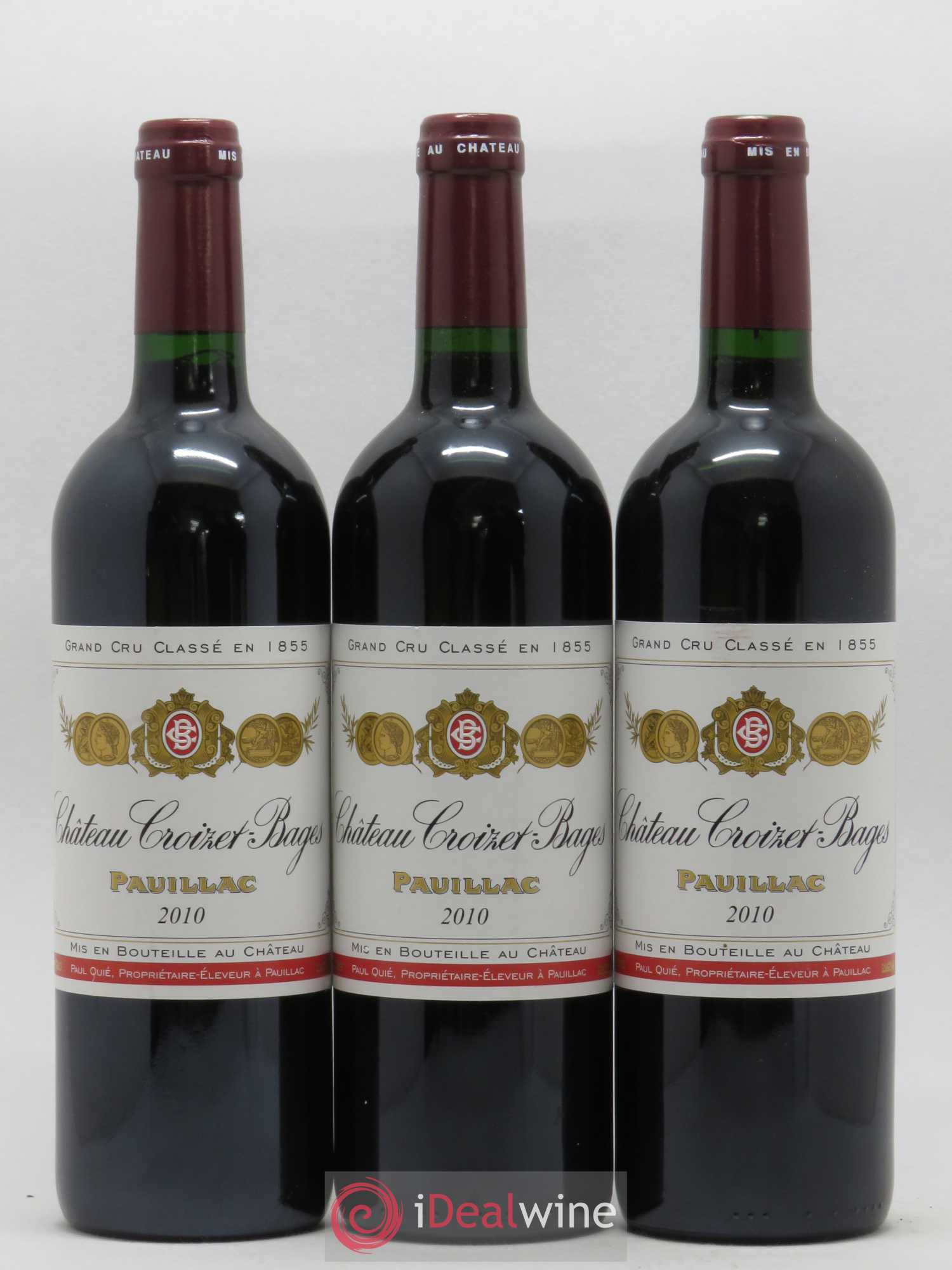 Château Croizet Bages 5ème Grand Cru Classé 2010 - Lot de 3 bouteilles - 0