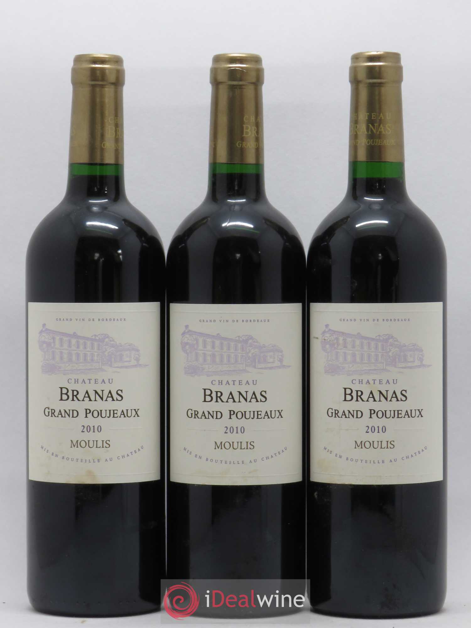 Château Branas Grand Poujeaux Cru Bourgeois 2010 - Lot de 3 bouteilles - 0