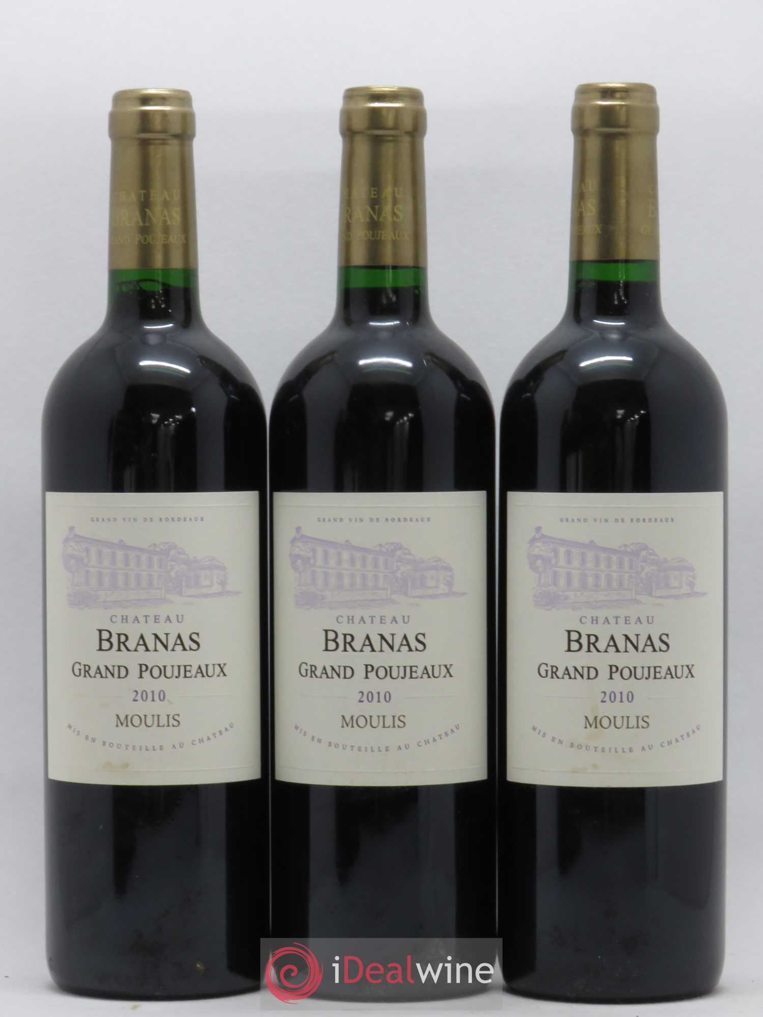 Château Branas Grand Poujeaux Cru Bourgeois 2010 - Lot de 3 bouteilles - 0