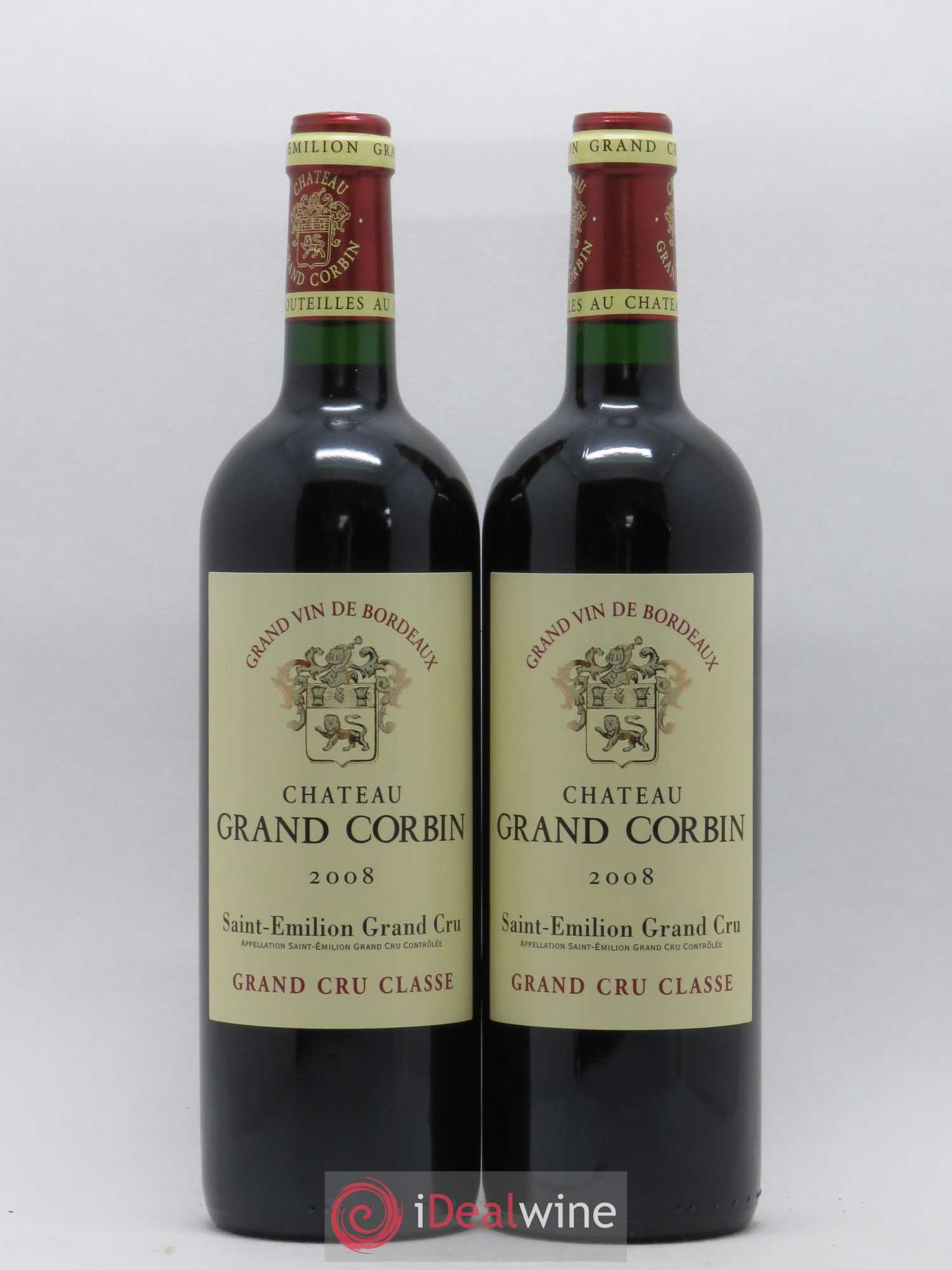 Château Grand Corbin Grand Cru Classé 2008 - Lot de 2 bouteilles - 0