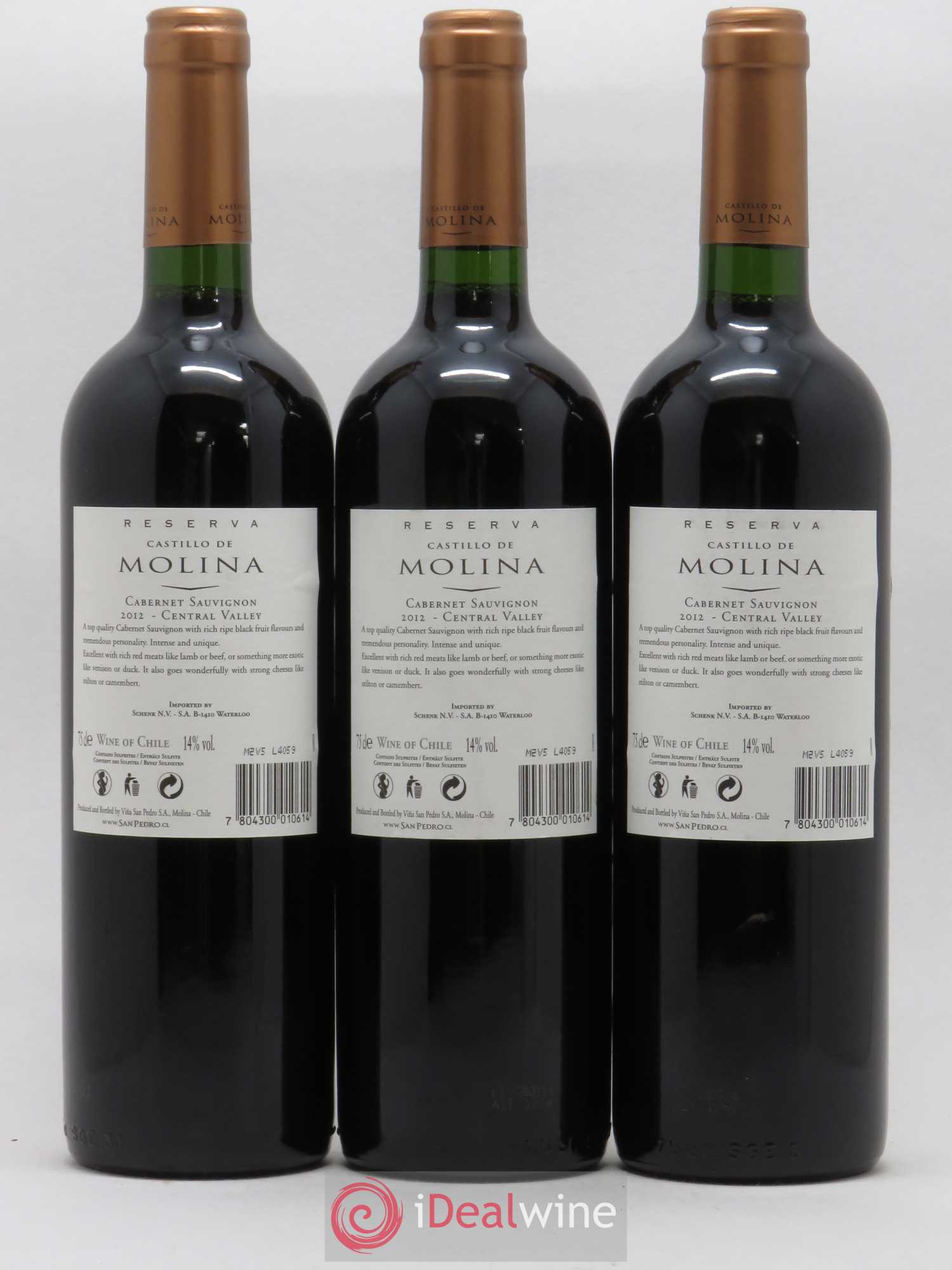 Chili Castillo de Molina Reserva San Pedro 2012 - Lot de 3 bouteilles - 1