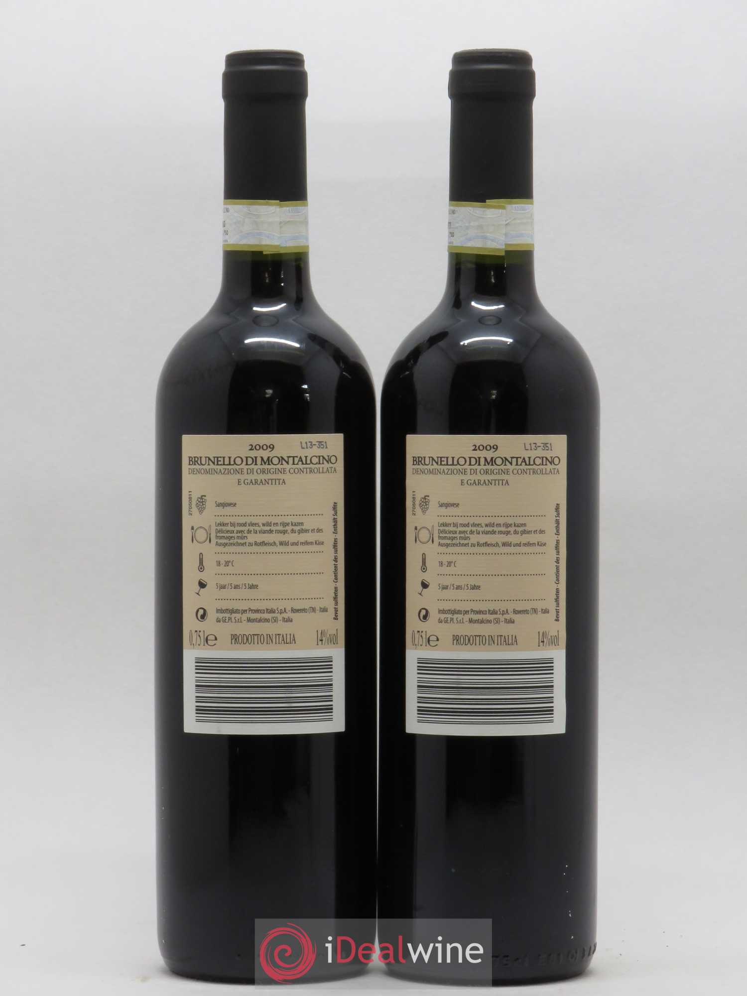 Brunello di Montalcino Provinco Italia 2009 - Lot de 2 bouteilles - 1