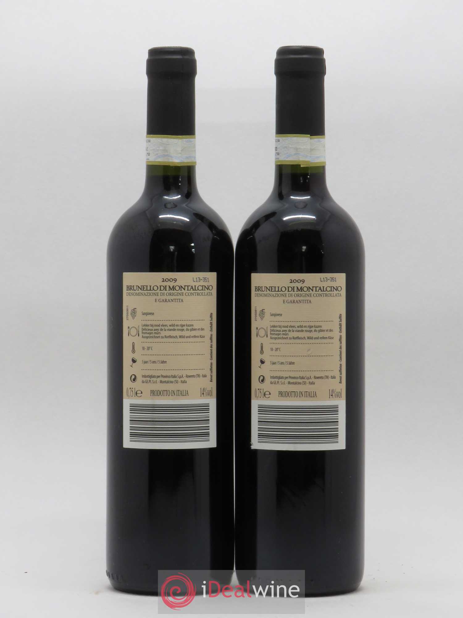 Brunello di Montalcino DOCG Provinco Italia 2009 - Lot de 2 bouteilles - 1