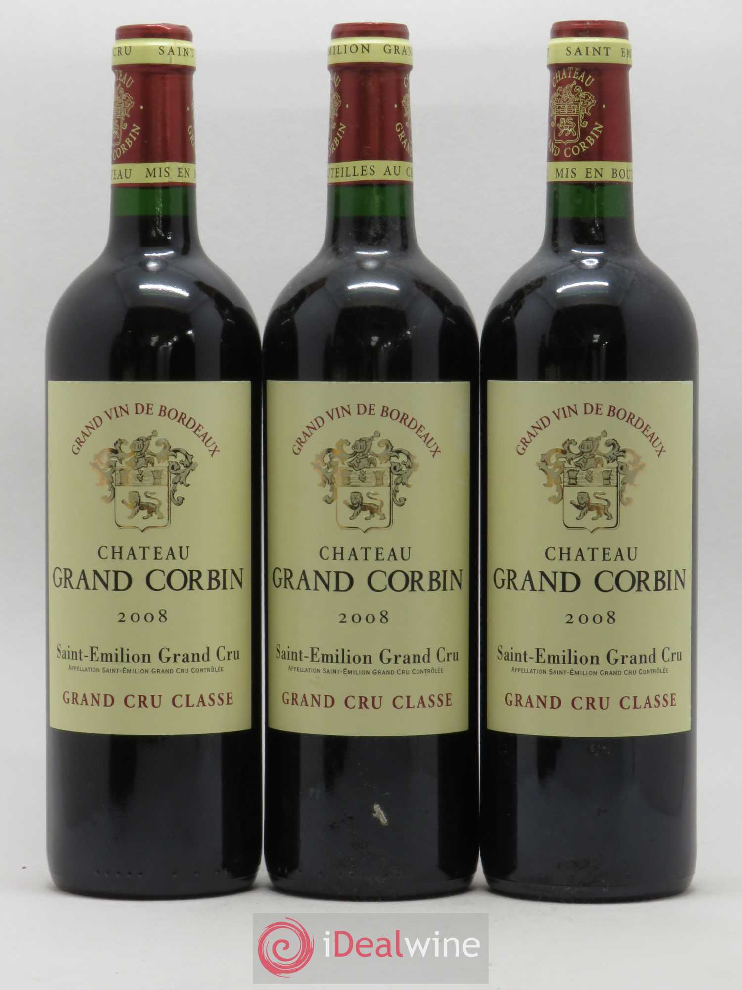 Château Grand Corbin Grand Cru Classé 2008 - Lot de 3 bouteilles - 0
