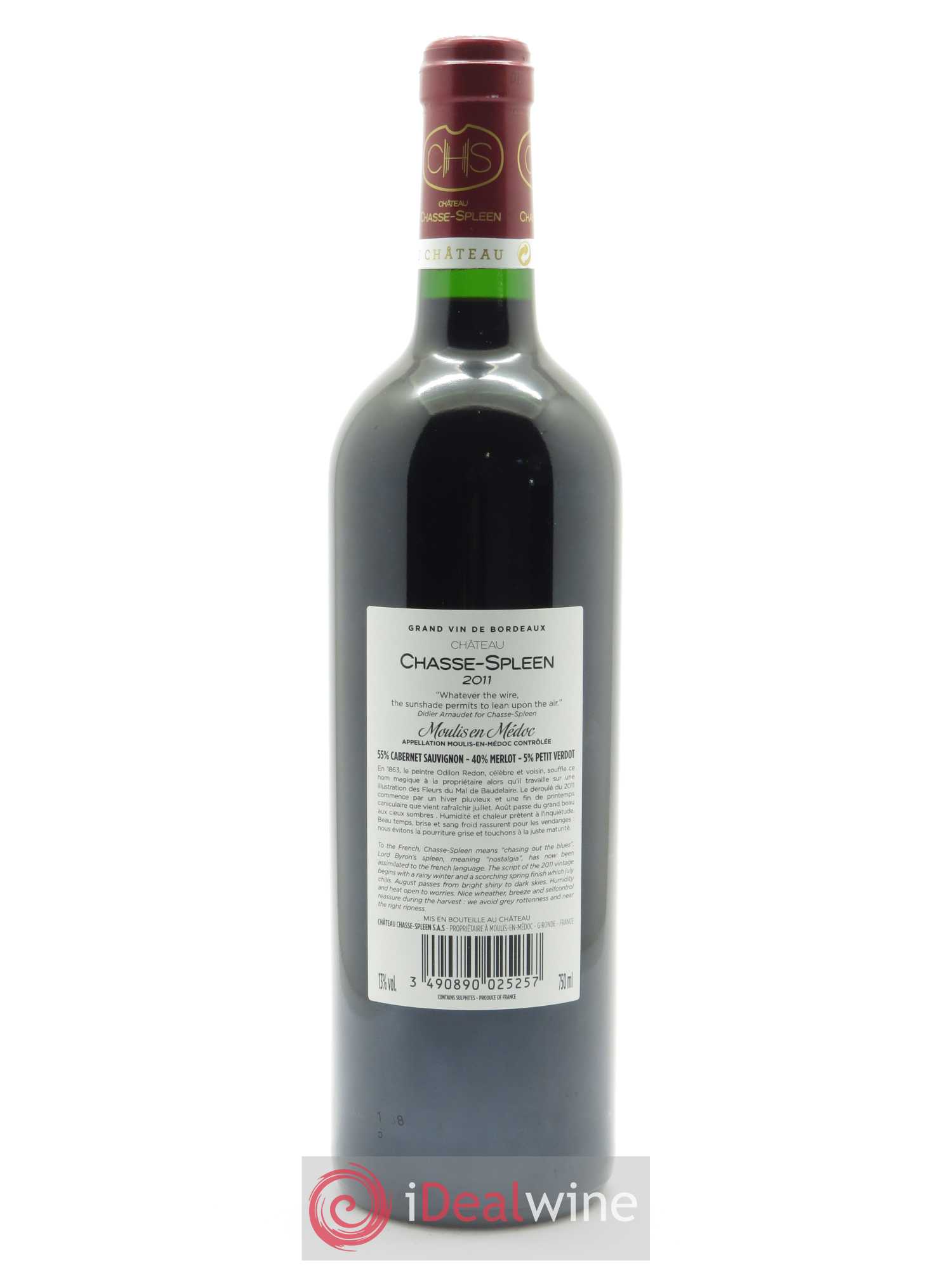 Château Chasse Spleen (OWC if 12 bts) 2011 - Lot of 1 bottle - 2