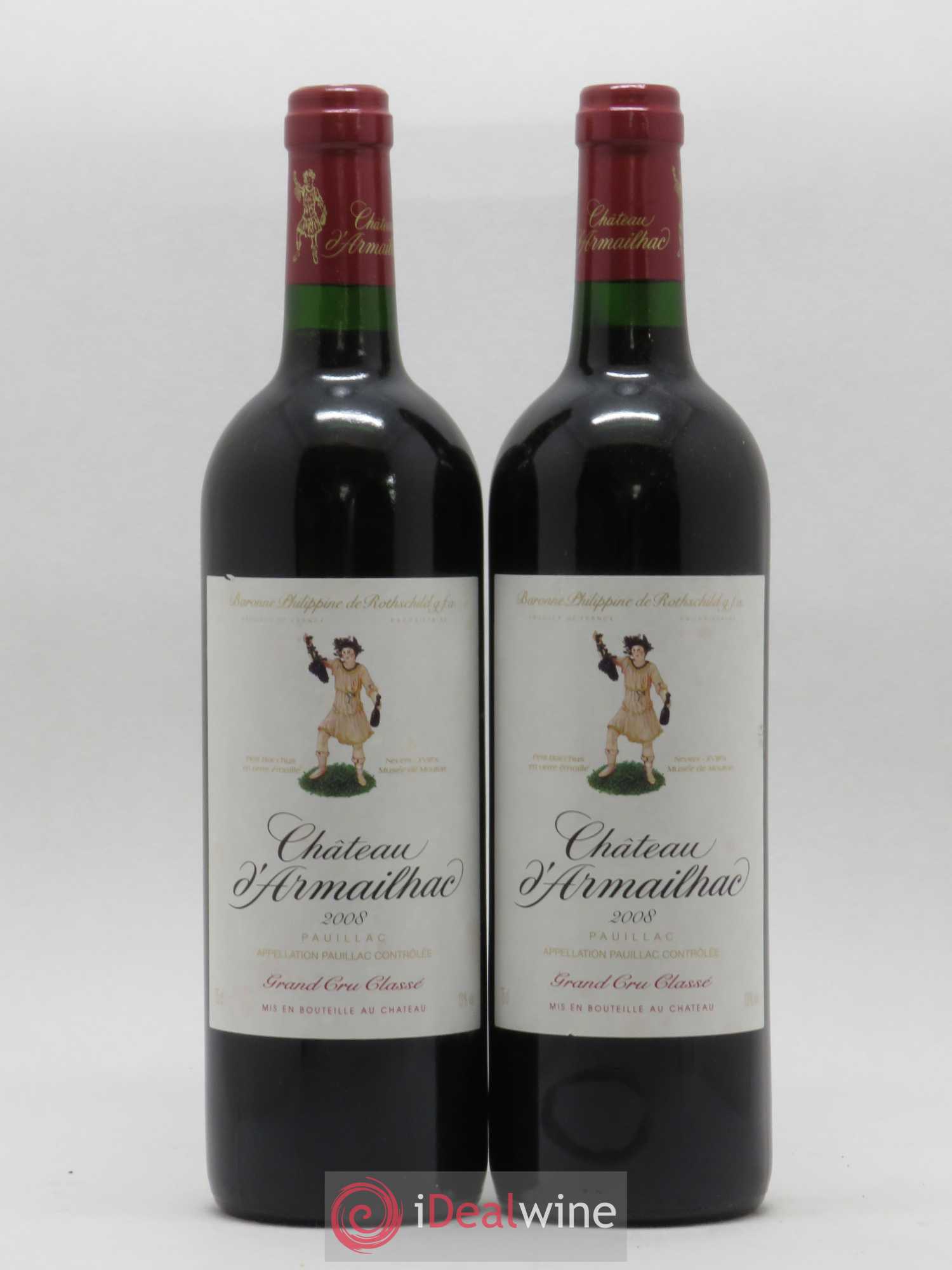 Château d' Armailhac - Mouton Baron(ne) Philippe 5ème Grand Cru Classé 2008 - Lot de 2 bouteilles - 0