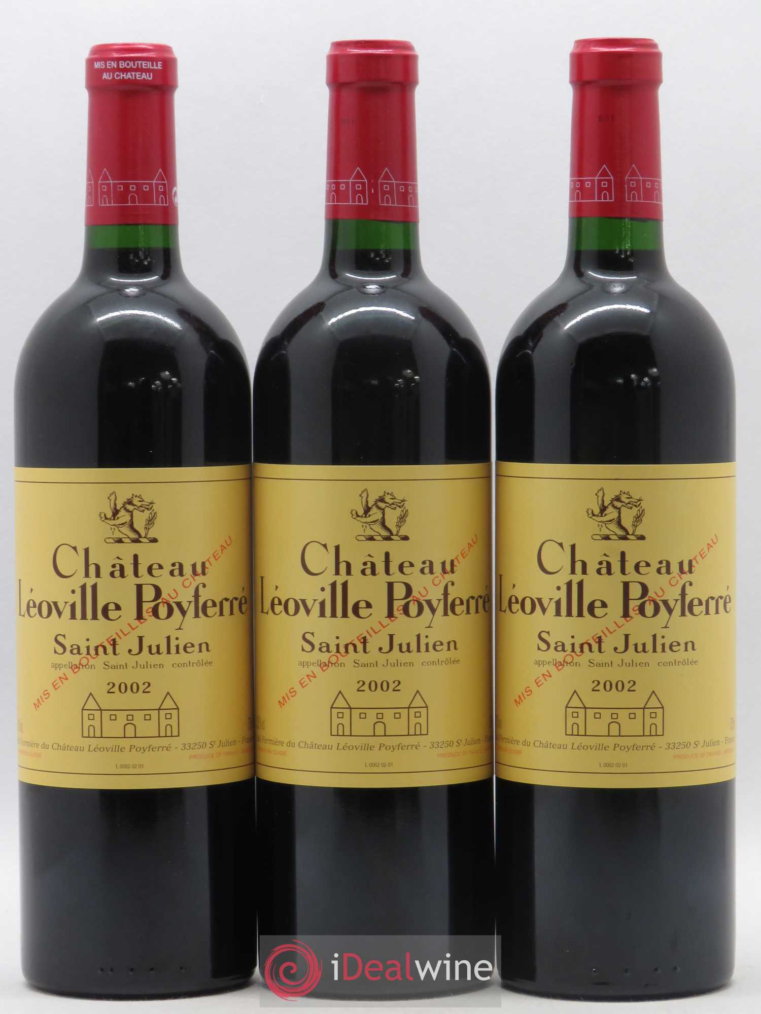 Château Léoville Poyferré 2ème Grand Cru Classé 2002 - Lot de 3 bouteilles - 0