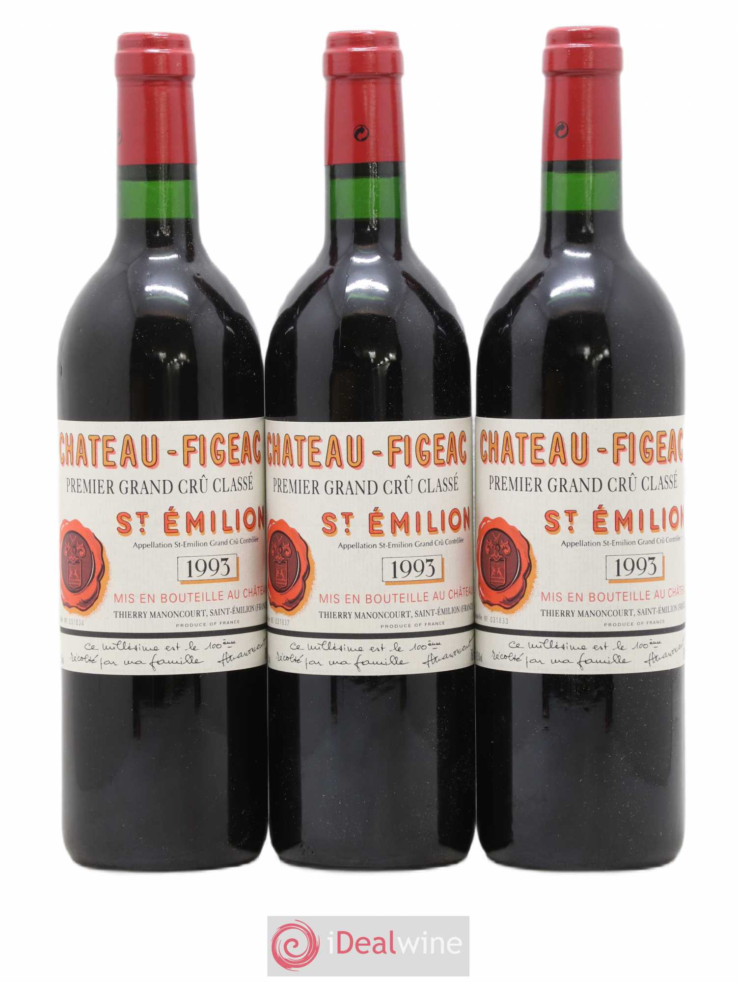 Château Figeac 1er Grand Cru Classé A 1993 - Lot de 3 bouteilles - 0