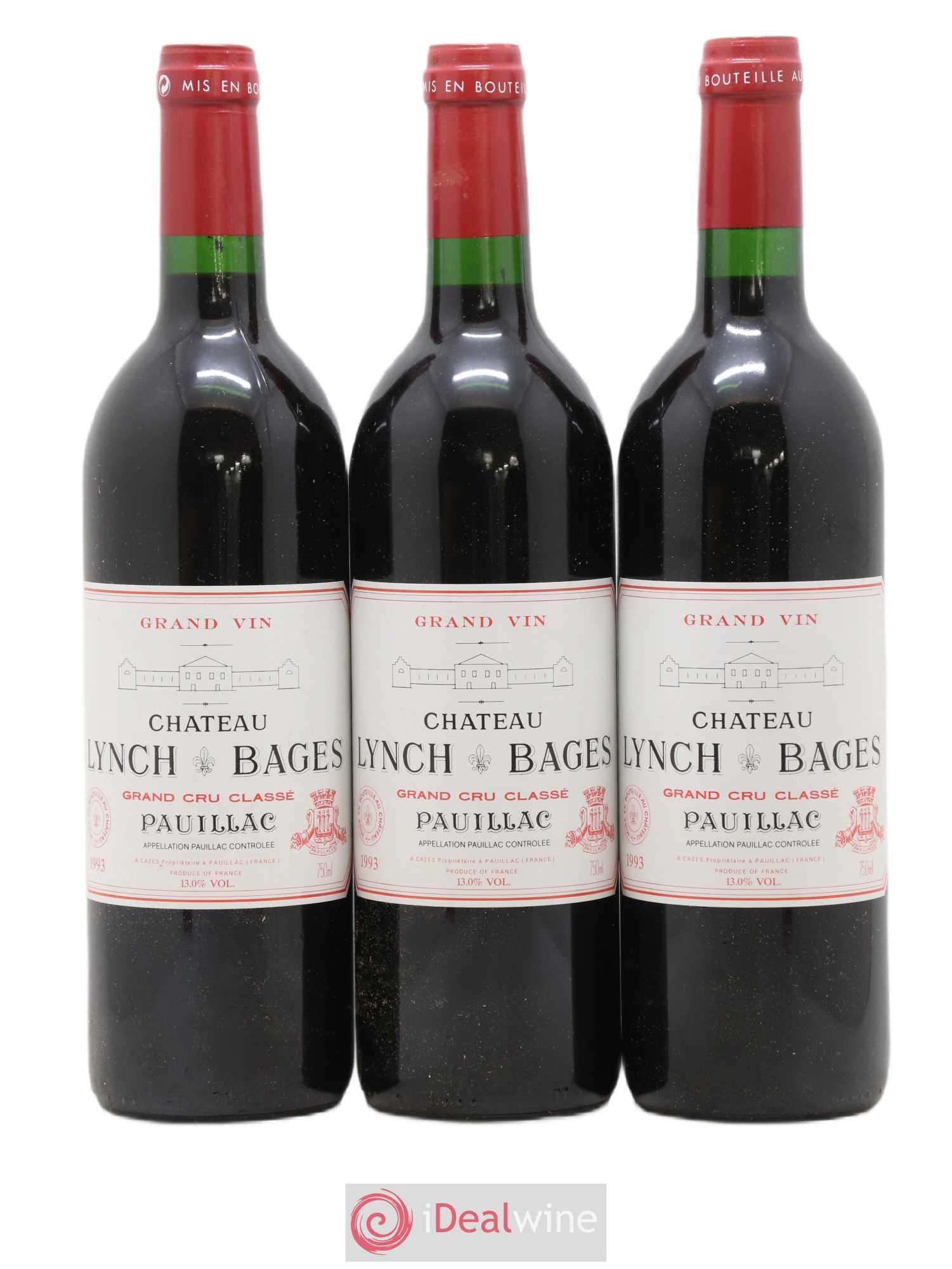 Château Lynch Bages 5ème Grand Cru Classé 1993 - Lot de 3 bouteilles - 0