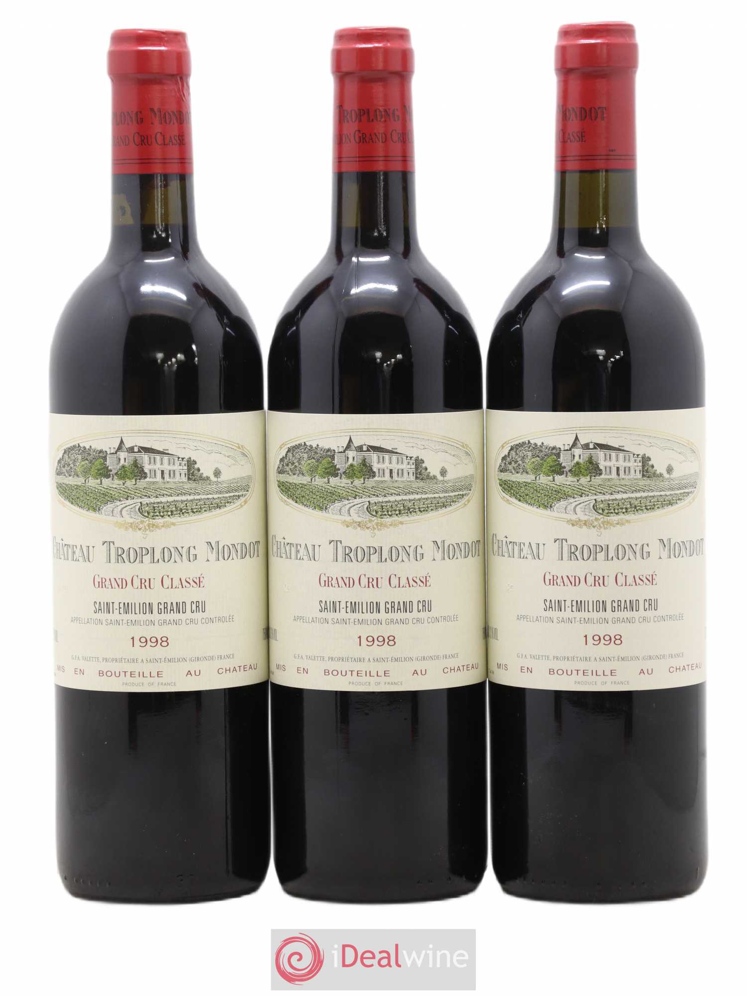 Château Troplong Mondot 1er Grand Cru Classé B 1998 - Lot de 3 bouteilles - 0