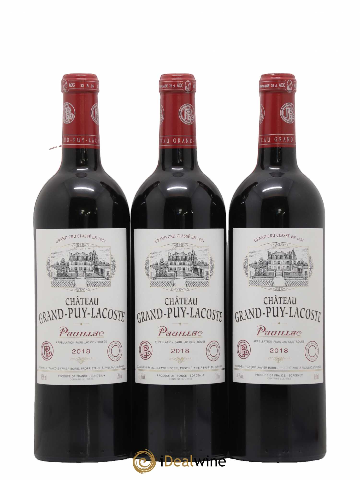Château Grand Puy Lacoste 5ème Grand Cru Classé 2018 - Lot de 3 bouteilles - 0