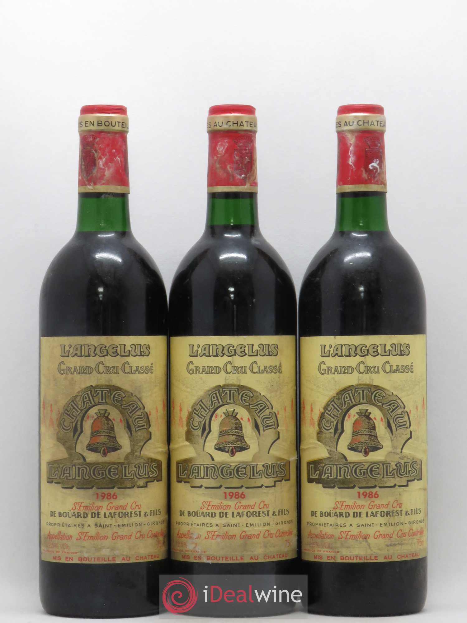 Château Angélus 1er Grand Cru Classé A 1986 - Lot de 3 bouteilles - 0