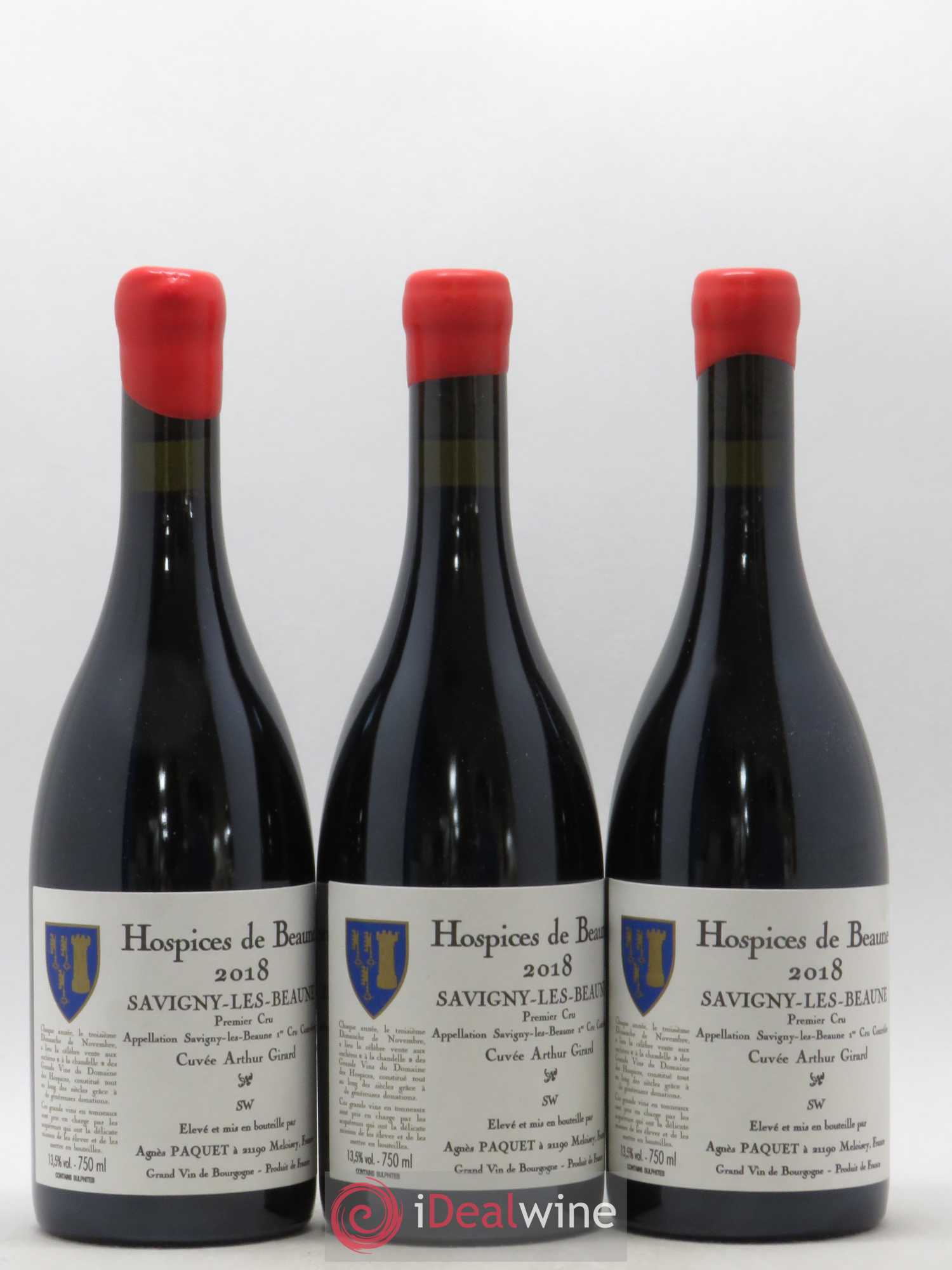 Savigny-lès-Beaune 1er Cru Cuvée Arthur Girard Hospices de Beaune Agnès Paquet 2018 - Lot de 3 bouteilles - 0