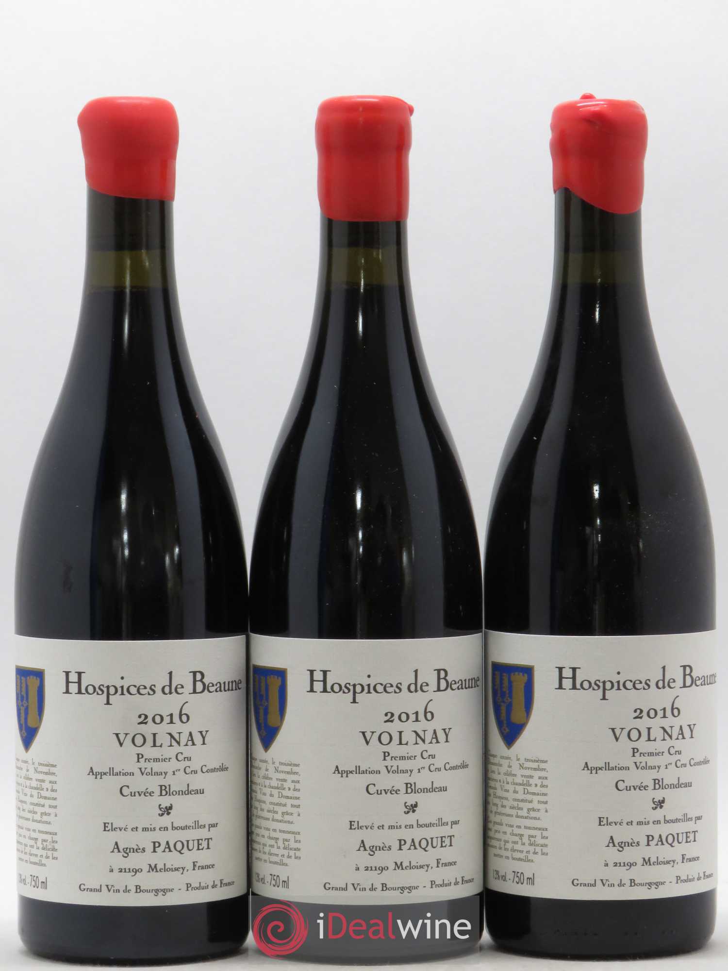 Volnay 1er Cru Cuvée Blondeau Hospices de Beaune Agnès Paquet 2016 - Posten von 3 Flaschen - 0