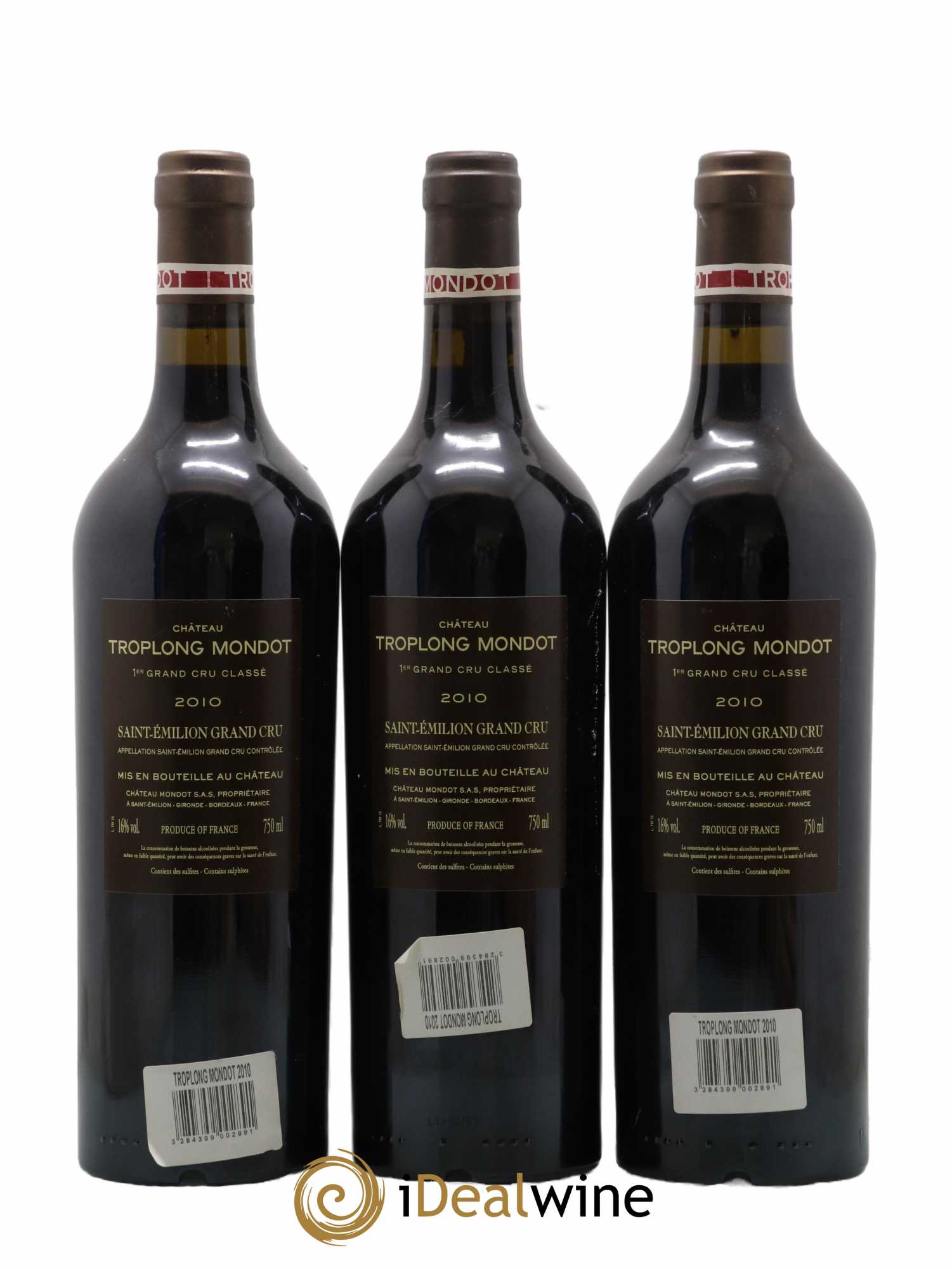 Château Troplong Mondot 1er Grand Cru Classé B 2010 - Lot de 3 bouteilles - 1