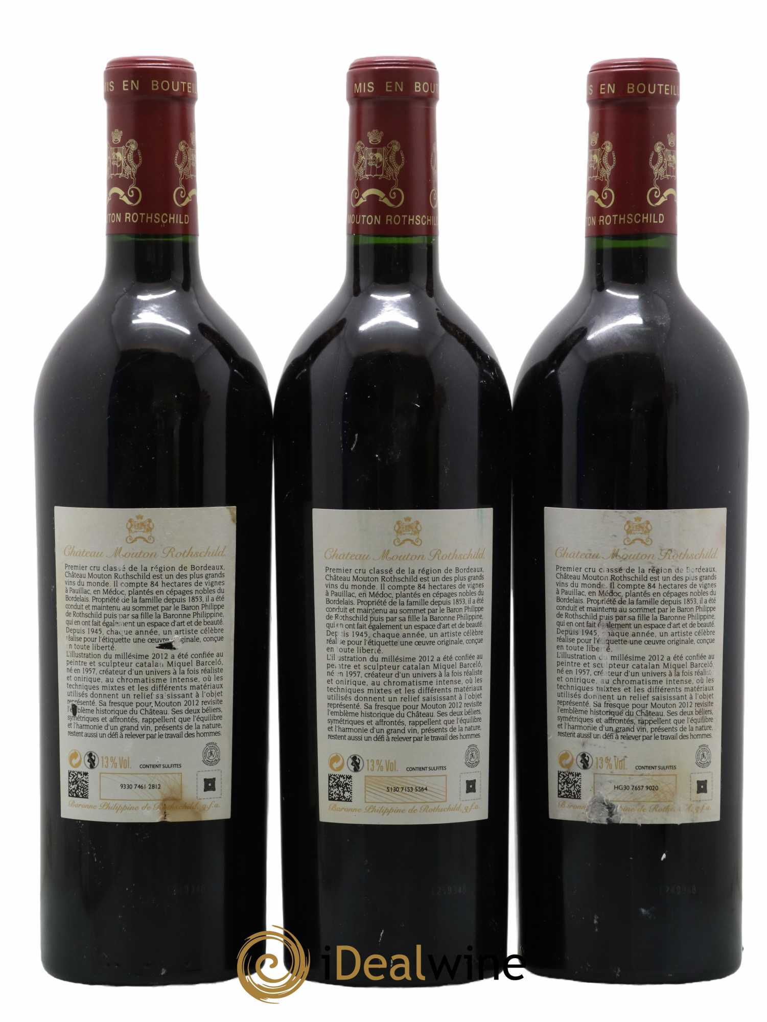 Château Mouton Rothschild 1er Grand Cru Classé 2012 - Lot de 3 bouteilles - 1