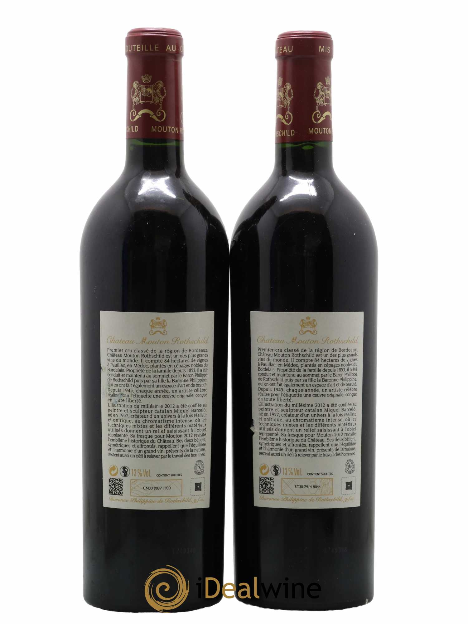 Château Mouton Rothschild 1er Grand Cru Classé 2012 - Lot de 2 bouteilles - 1