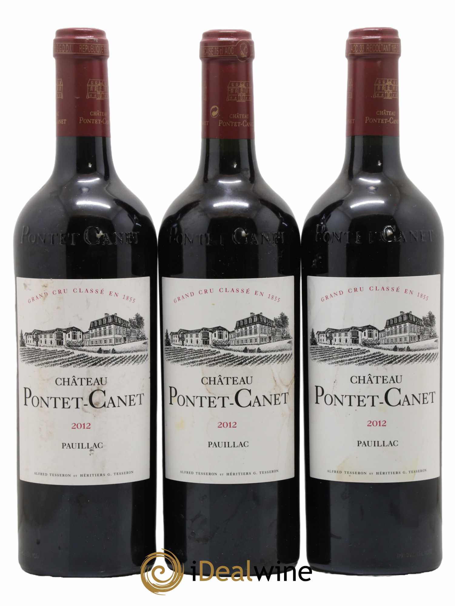 Château Pontet Canet 5ème Grand Cru Classé 2012 - Lot de 3 bouteilles - 0